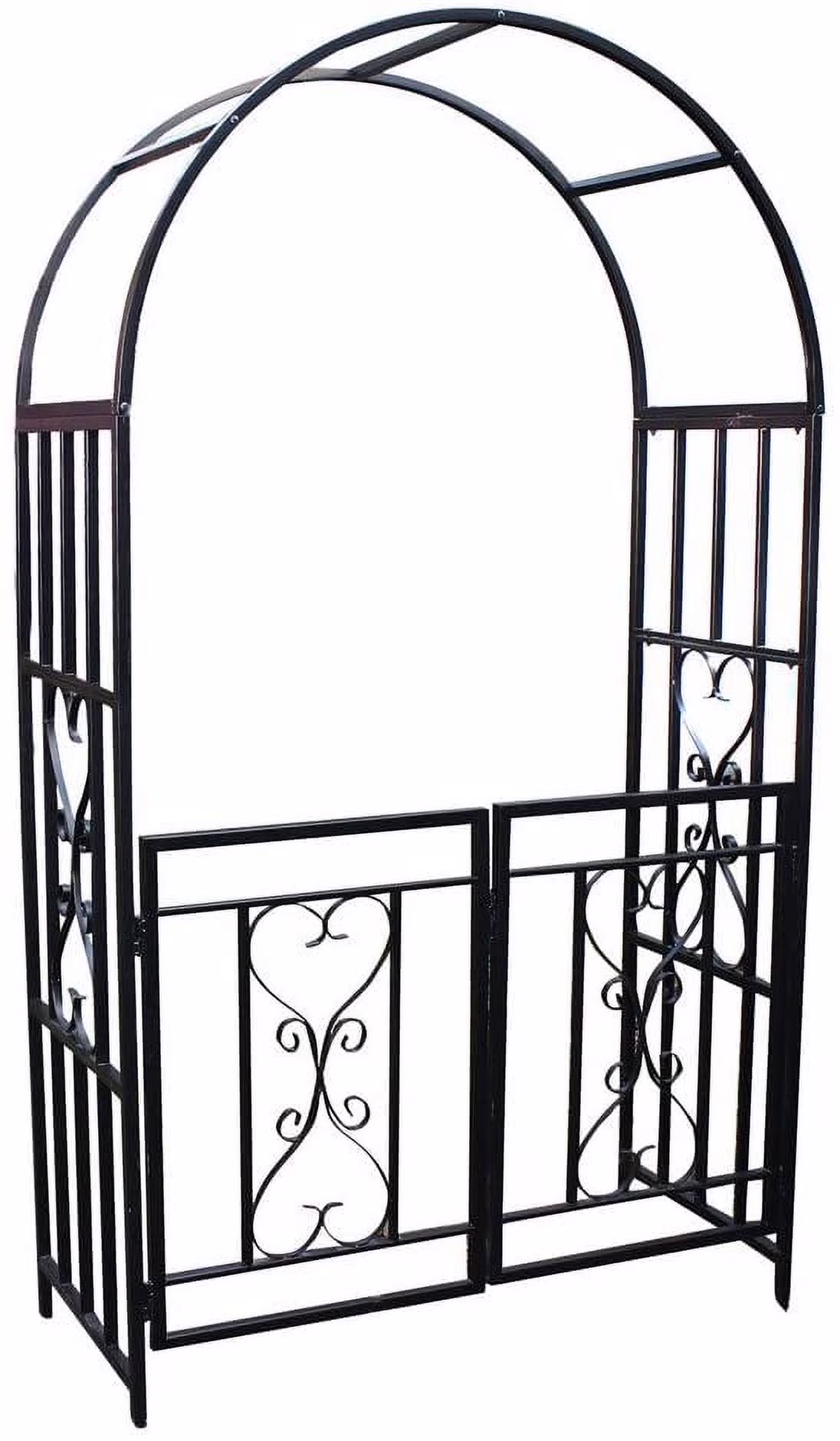 1.Go Garden 6'7" Black Steel Garden Arch with Gate, Supports Climbing Plants