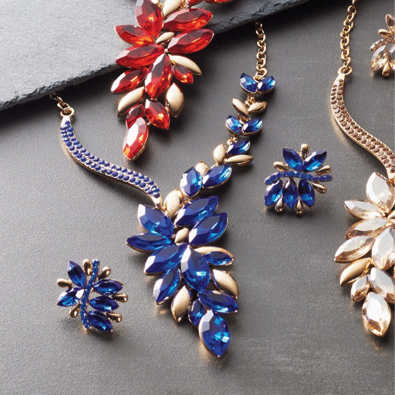 Crystal Marquise-Cut Spray Necklace & Earring Set - MIDNIGHT VELVET CATALOG
