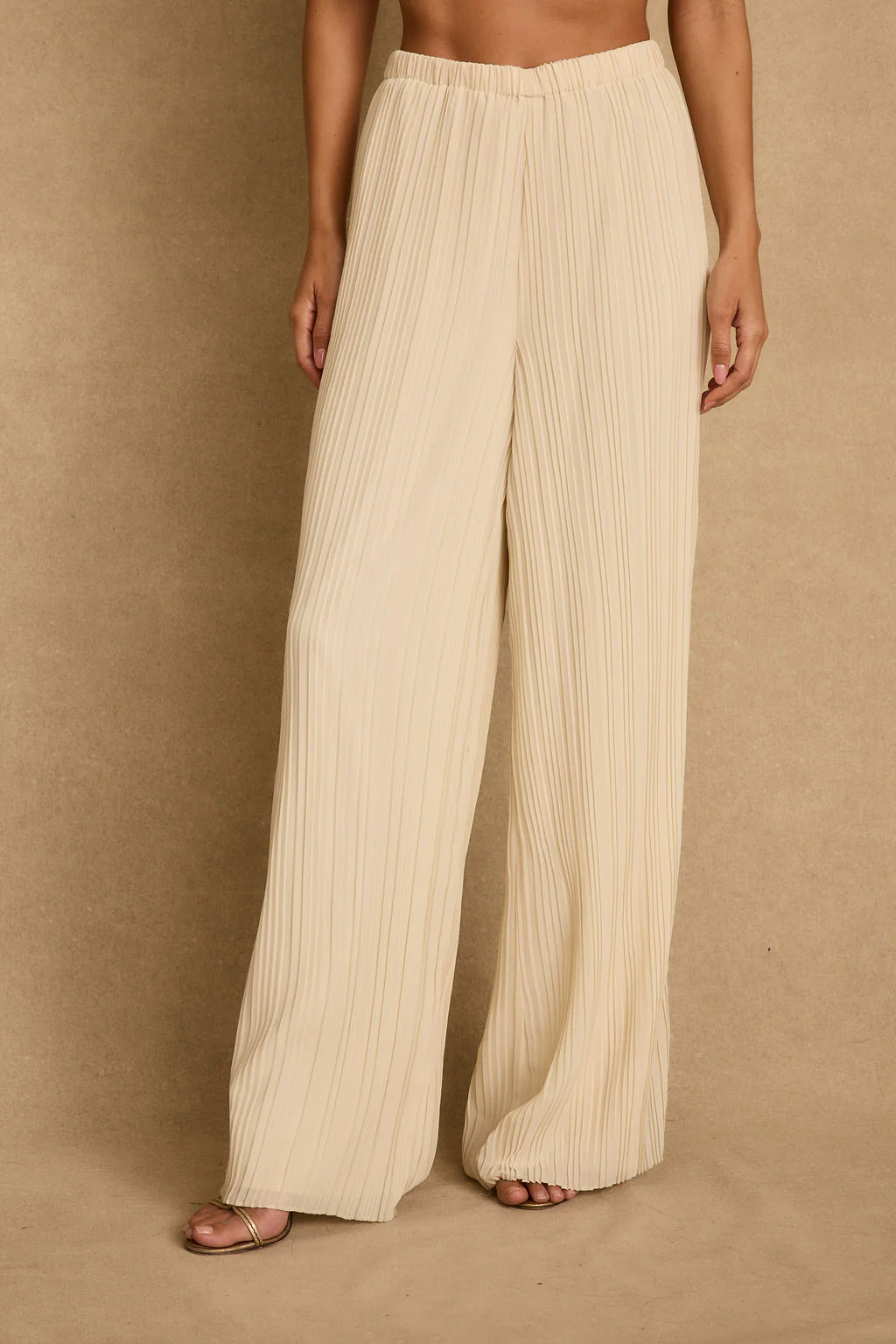 Zaria Cream Plisse Pants