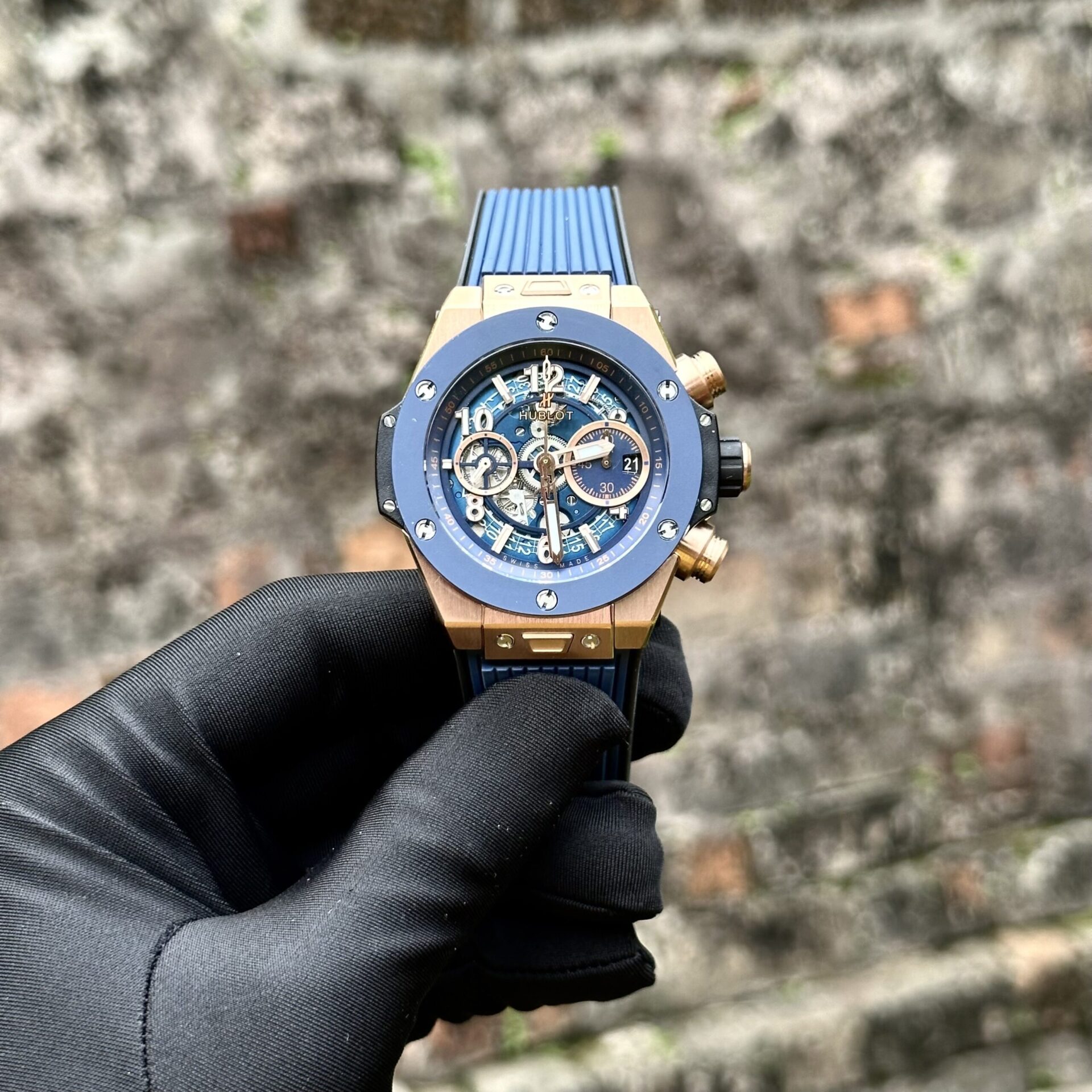 Hublot Replica Watch Big Bang Unico King Gold Blue Ceramic Benzel 44mm - Top club