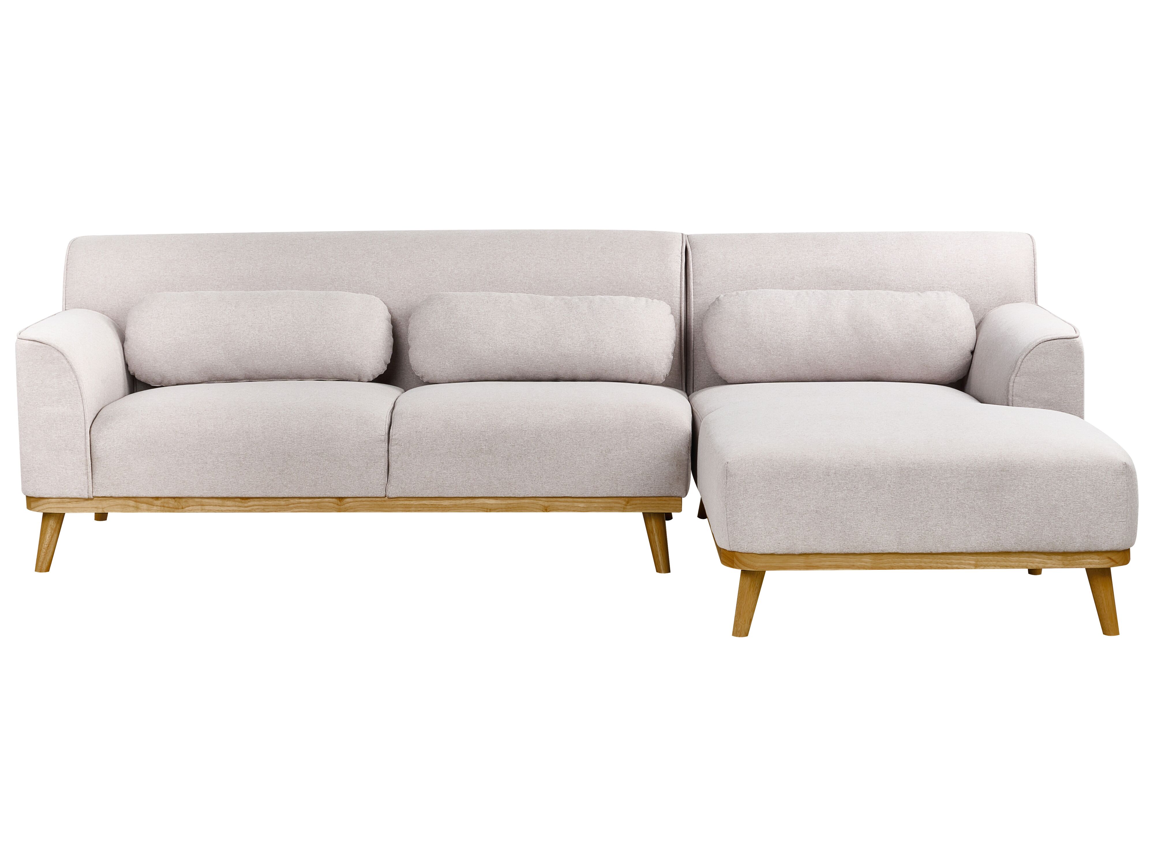 Corner Sofa 3 Seater SIMOS Fabric Light Grey Left Hand