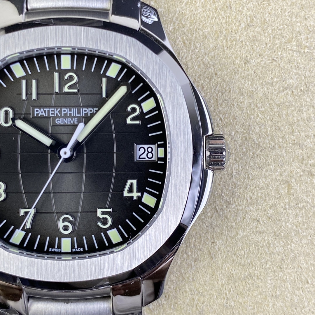 Fake Patek Philippe Replica Watch Aquanaut Date Sweep Seconds Stainless Steel Black Dial 5167/1A-001 3KF(1:1 replica) - Top club