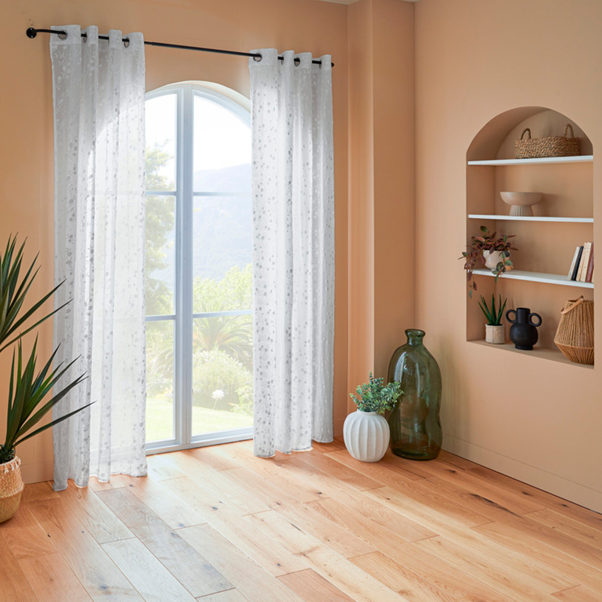 Sheer curtain Abstract pattern "Lazi" White, 140x240 cm