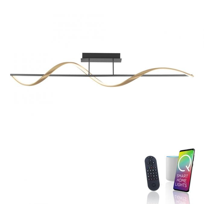 Paul Neuhaus Plafondlamp Q-Swing Smart Antraciet Goud 24 Watt