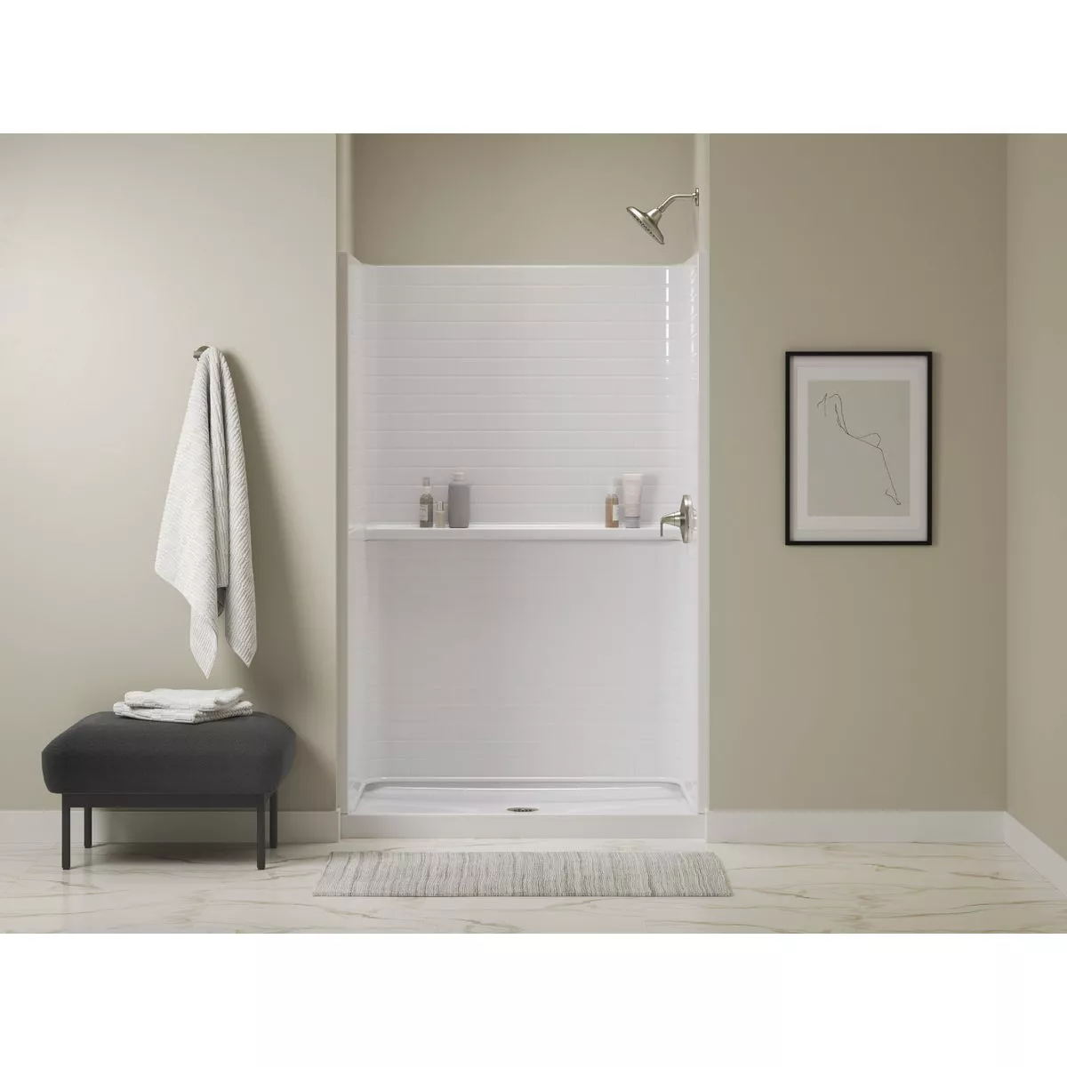 Sterling Traverse 48 In. x 72.25 In. Alcove Shower Back Wall, White