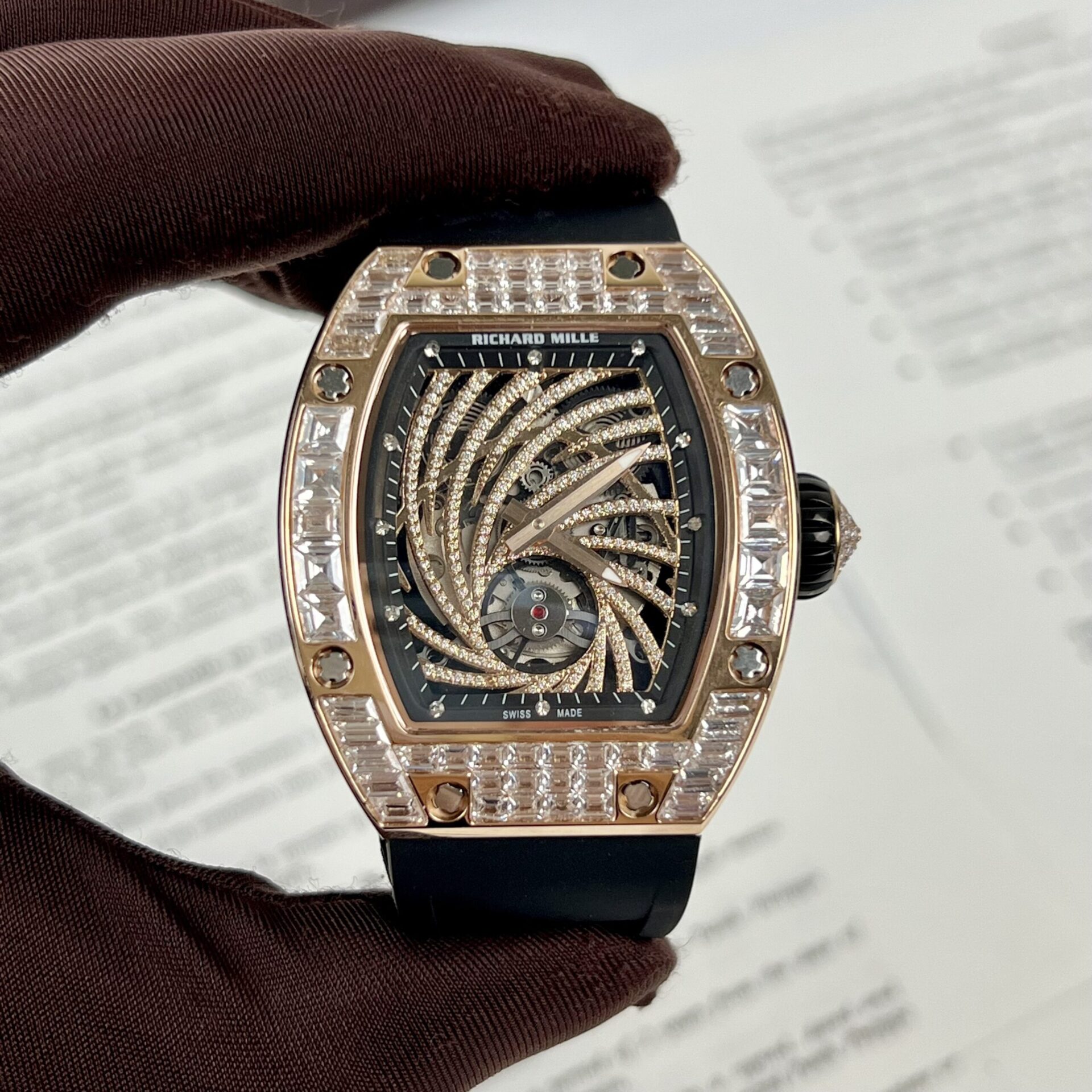 Richard Mille RM51-02 Rose Gold Baguette Replica Watch 40MM - Top club