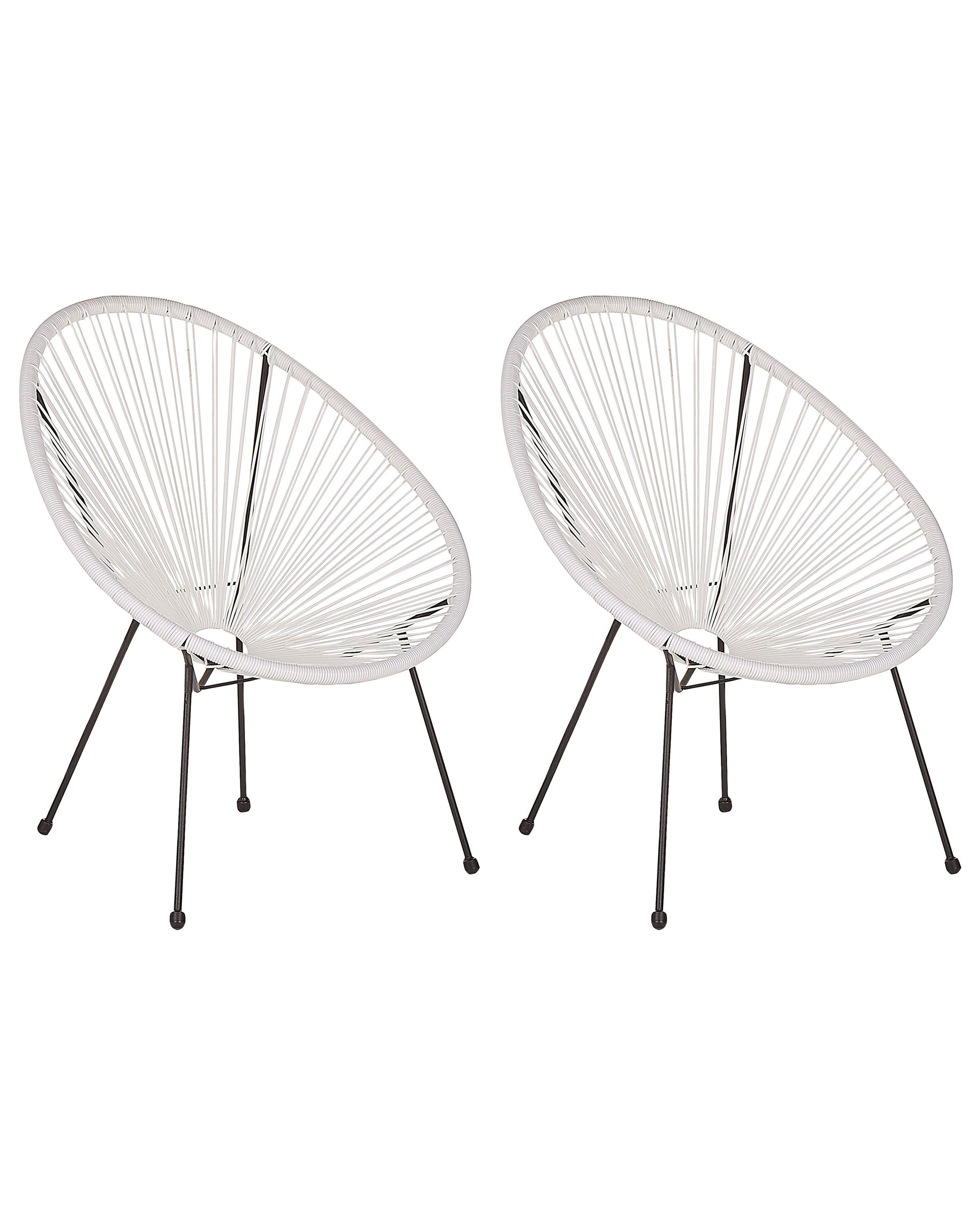 Set of 2 Garden Chairs ACAPULCO II PE Rattan White
