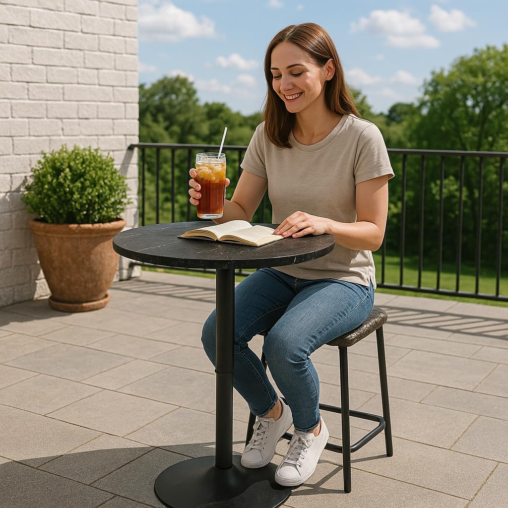 Magshion 23.5'' Round Adjustable Height Wood Bar Pub Table Adjustable Range 27.5