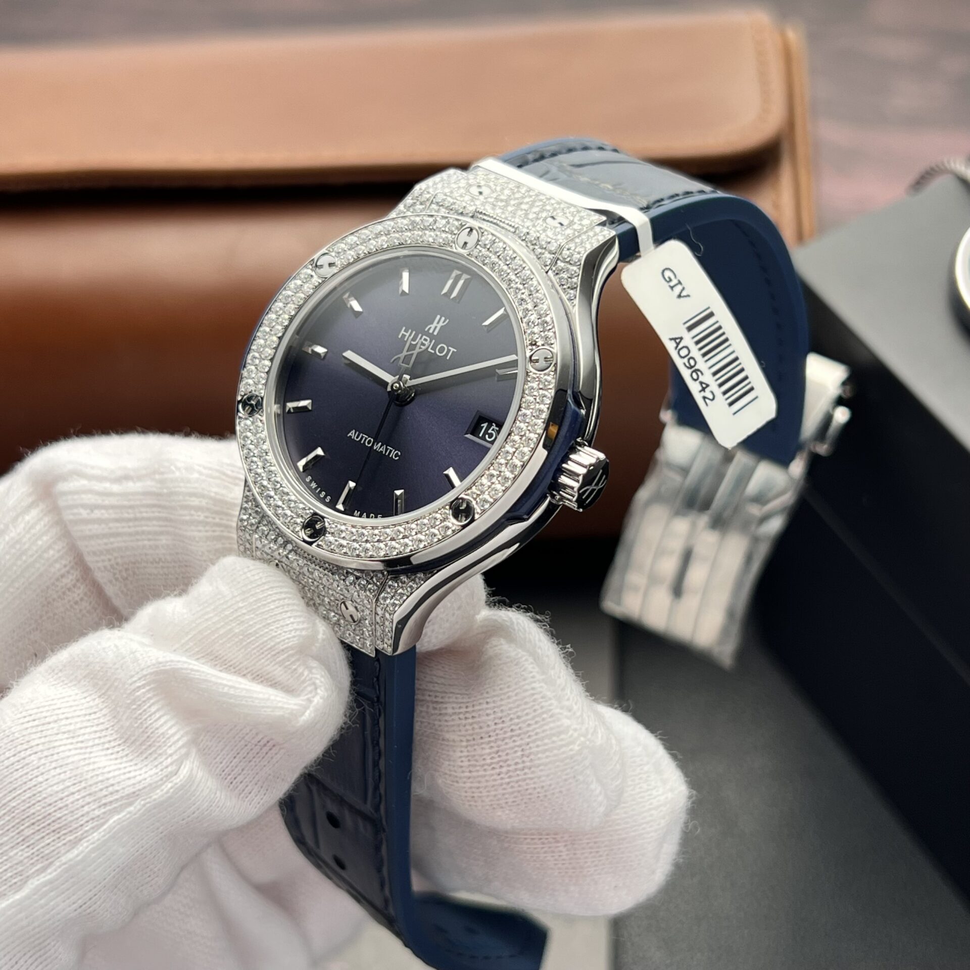 Hublot Replica 11 Watch Classic Fusion Full Moissanite Diamond Case Charcoal Blue 38mm - Top club