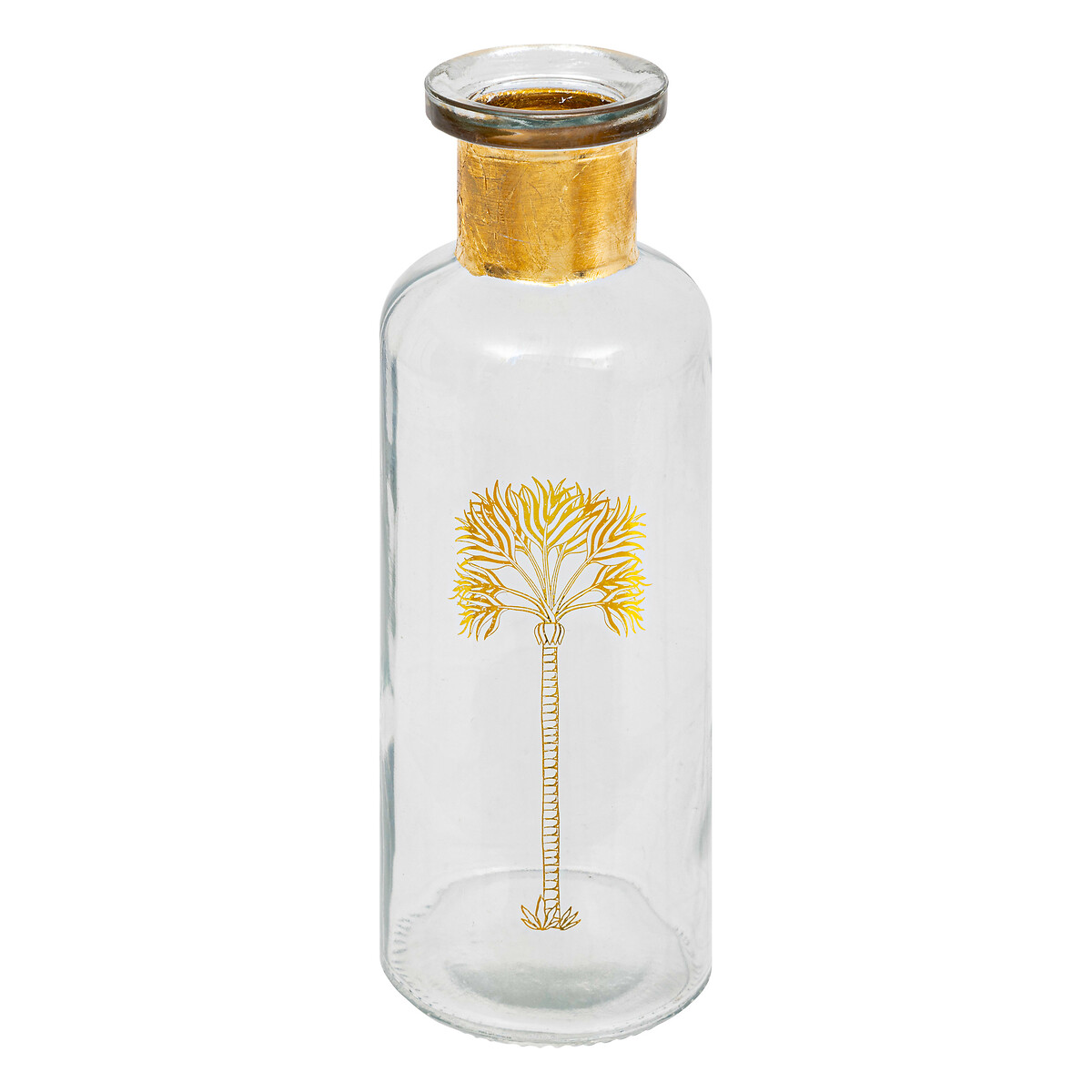 "Tropical boudoir" bottle vase Glass, Golden, H.22 cm
