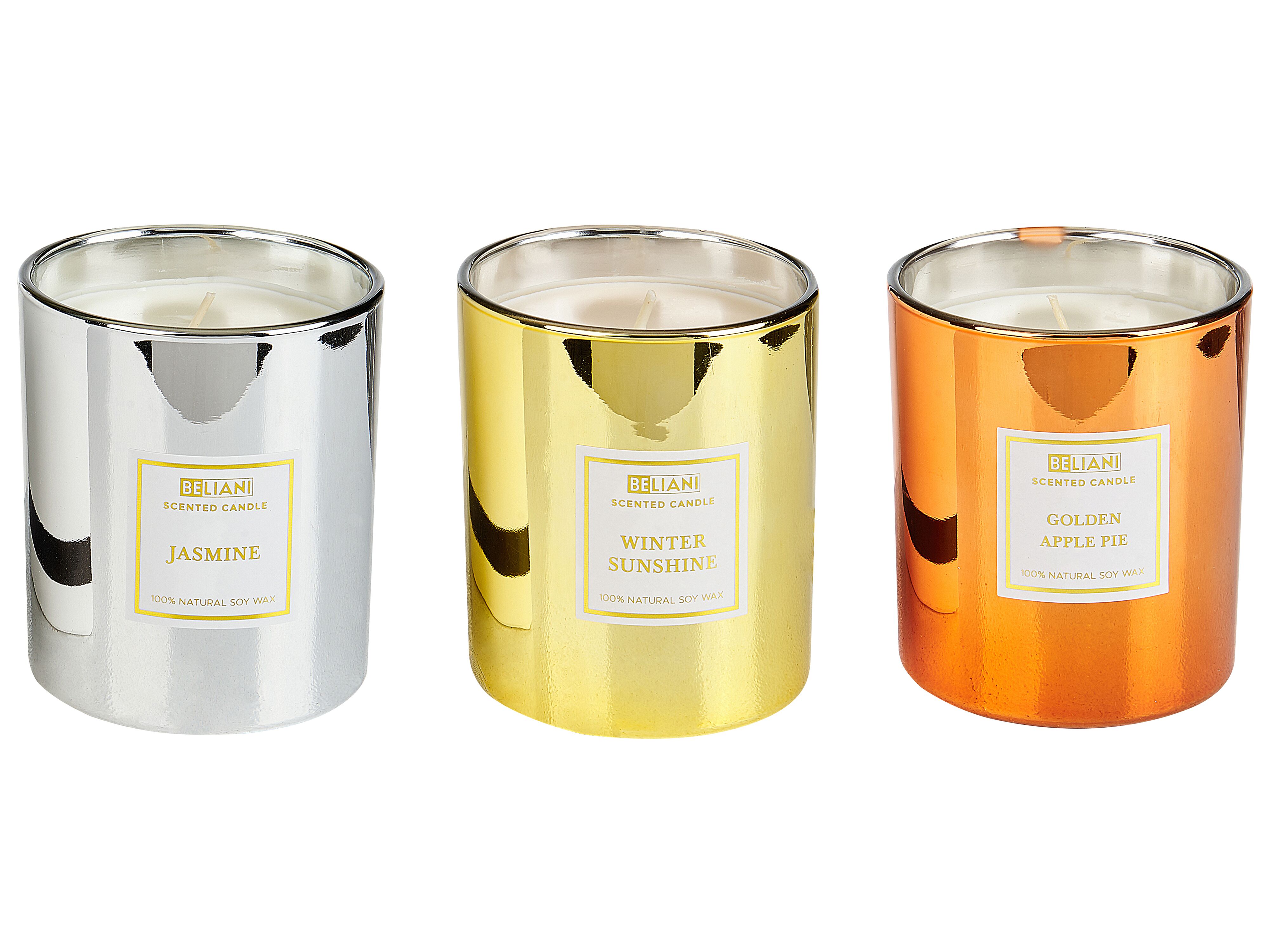 Set of 3 Scented Candles METALLIC GLAMOUR 9 cm Multicolour