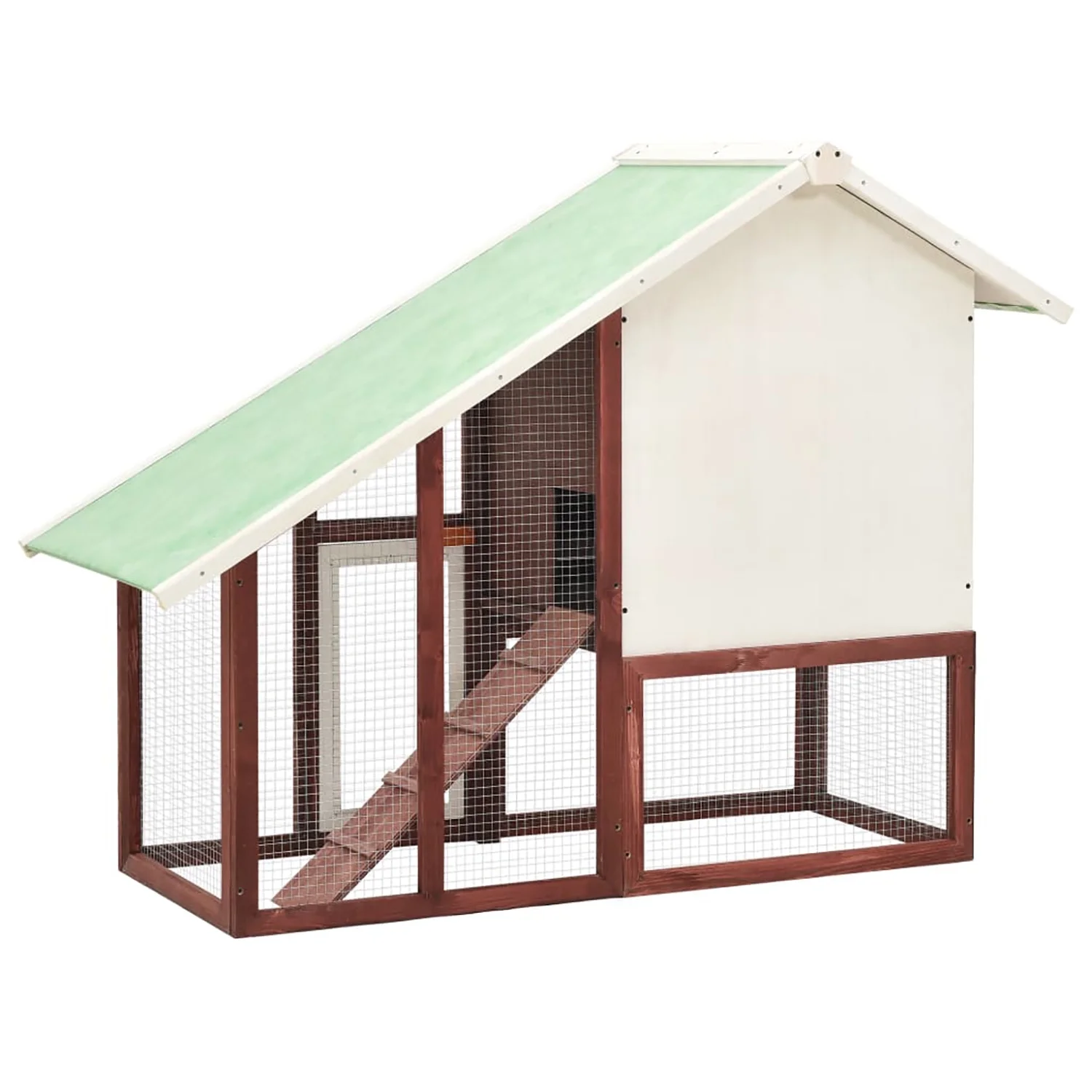 Pefilos 55" 2 Story Rabbit Hutch with Ramp, Tray, Wood Bunny Cage Poultry Chicken Coops, Beige - Image 18