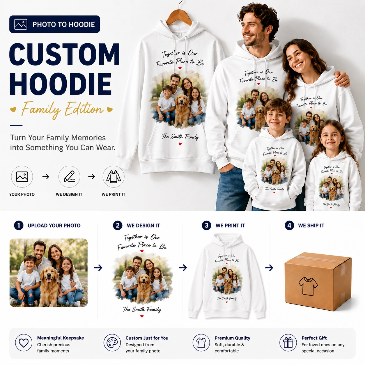 Family Edition | Custom Solid Color Family Photo Hoodie