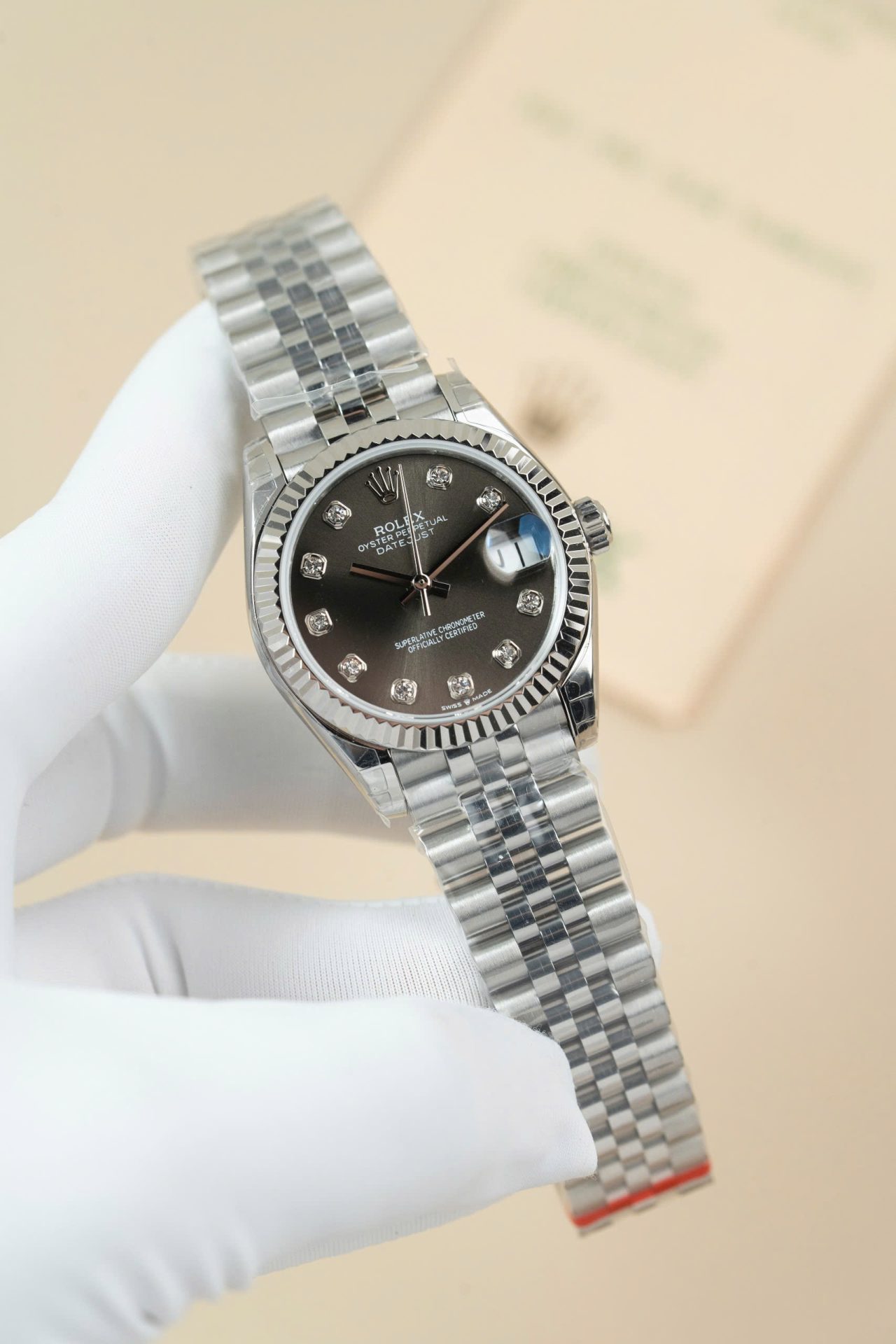 Rolex DateJust Lady Fake Watches Dial Gray Jubilee Strap 31mm - Elite Watch Atelier