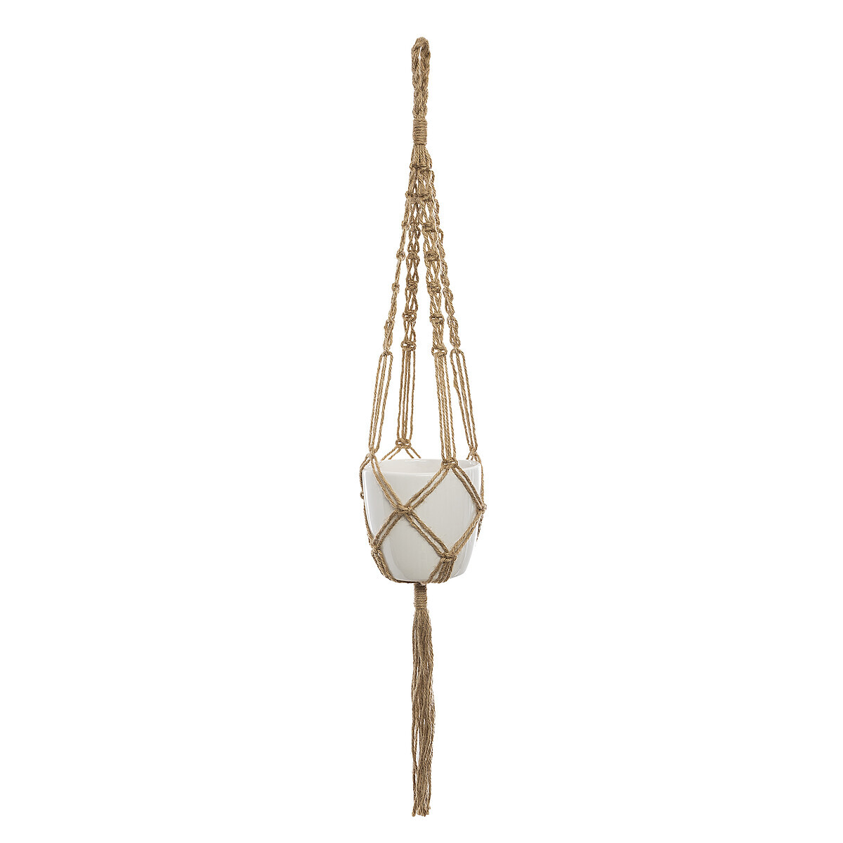 Jute hanging pot White, H.11.5 cm