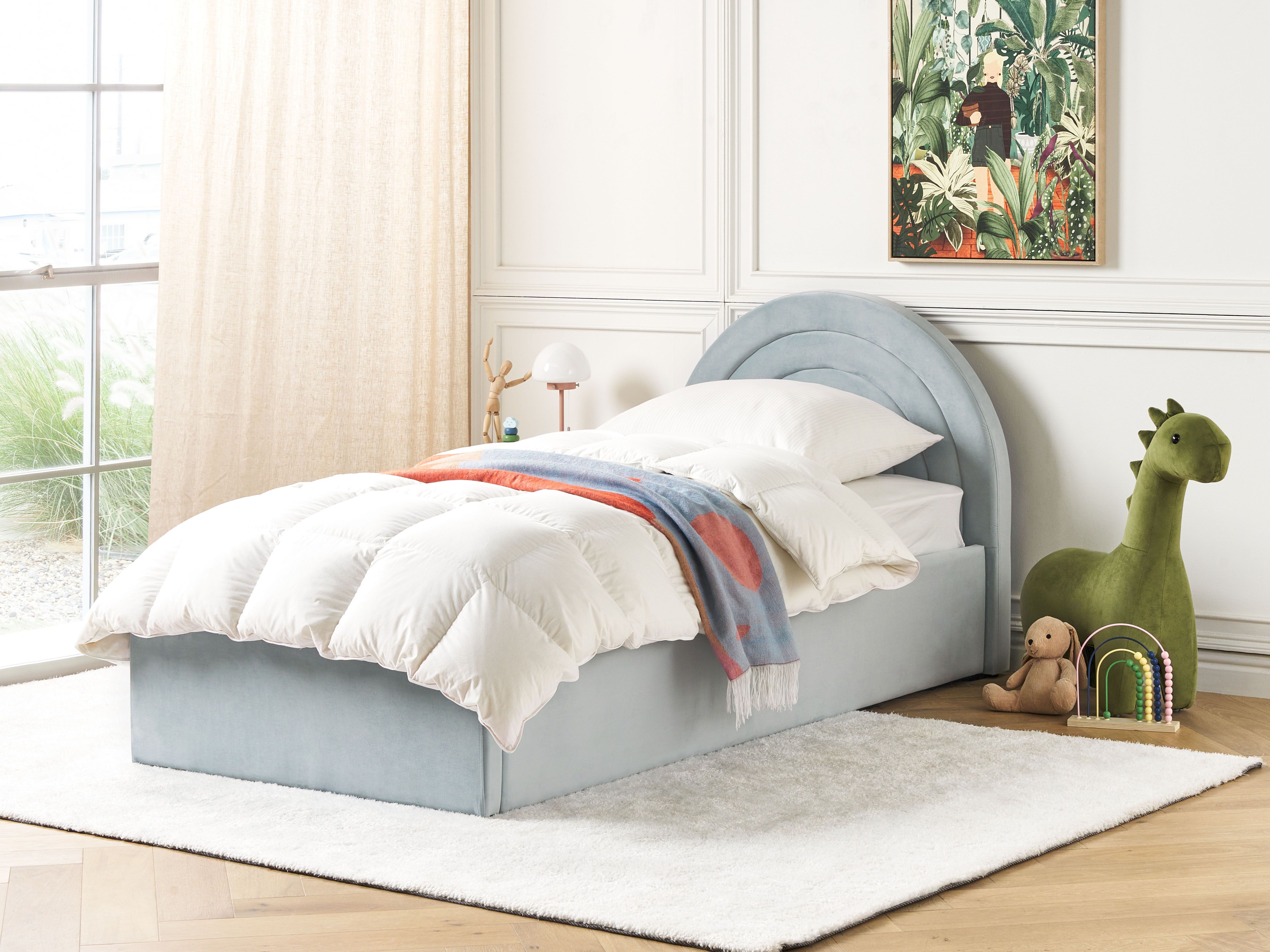 Kids Ottoman Bed Velvet ANET 90 x 200 cm (EU Single) Light Blue