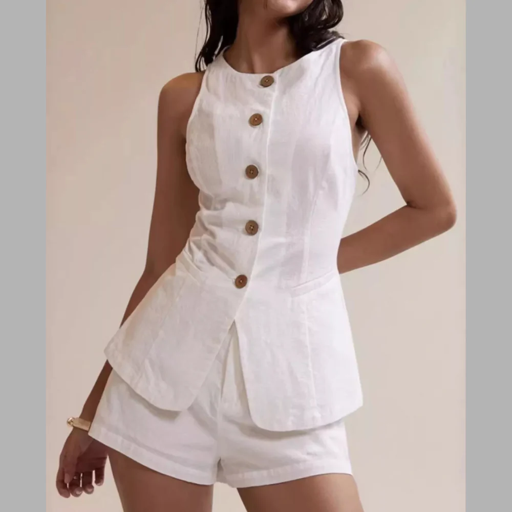 Button-Down Sleeveless Top and Shorts Set - ZKZOOK