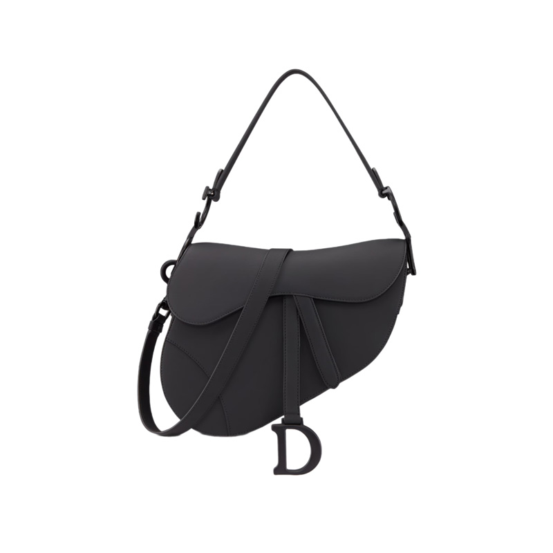 Saddle Bag with Strap Black Ultramatte Calfskin1:1High-quality replica