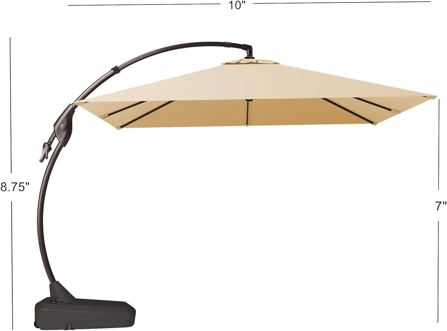 Grand Patio 10x10 ft Deluxe Aluminium Offset Umbrella With Base, Champagne - Napoli - Image 6 Grand Patio 10x10 ft Deluxe Aluminium Offset Umbrella With Base, Champagne - Napoli - Image 6