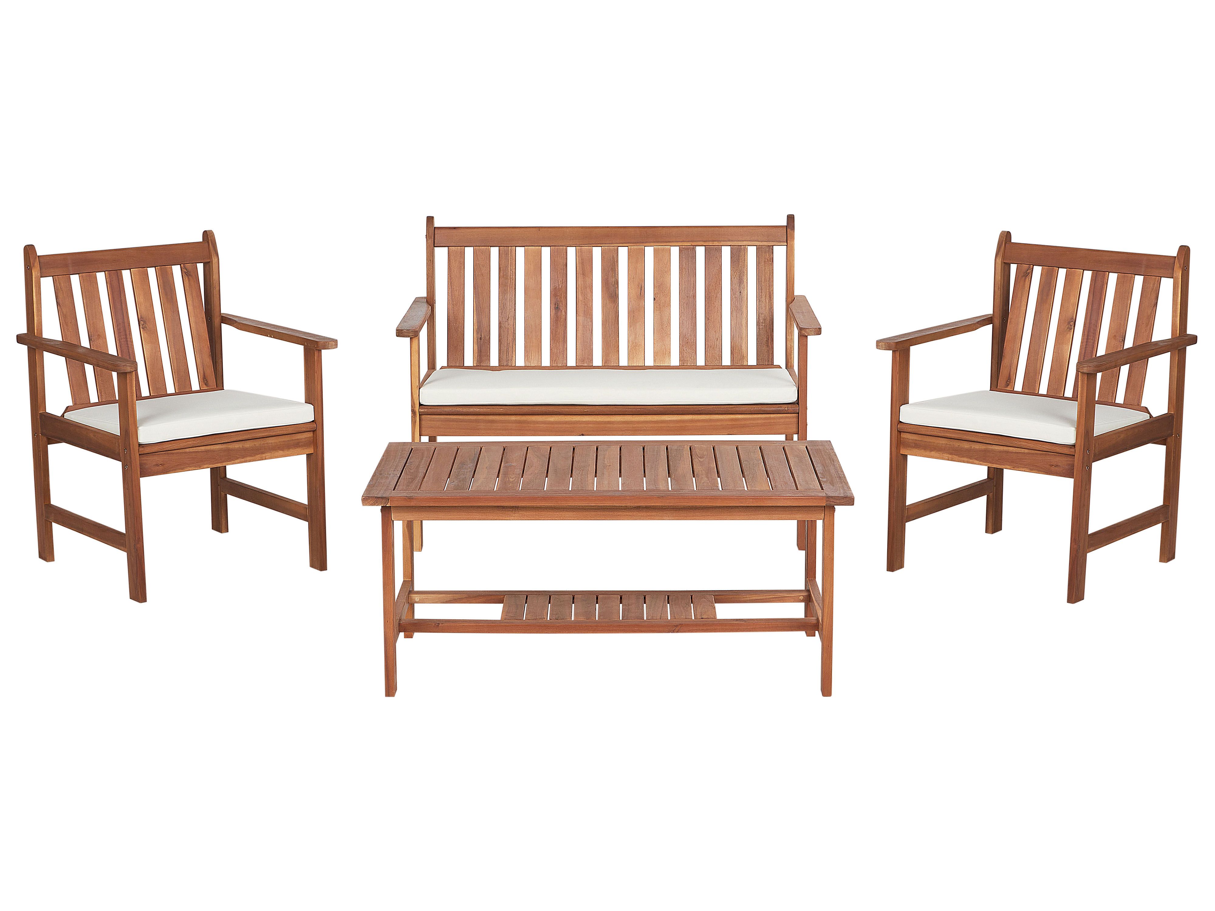 Garden Lounge Set with Table 4 Seater ALTIDONA Acacia Wood Off-White