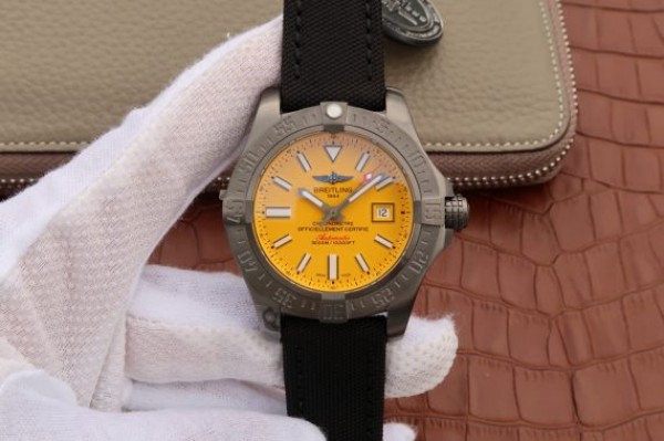 Replica Breitling Avenger II Seawolf PVD GF Yellow Dial Black Nylon Strap A2824 - Top club