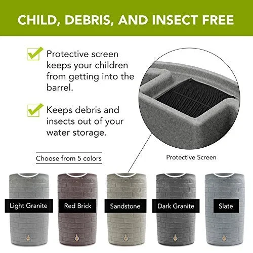 Good Ideas Impressions Downton Rain Saver Rain Barrel, 50 Gallon, Dark Granite - IMP-D50-DAR - Image 19 Good Ideas Impressions Downton Rain Saver Rain Barrel, 50 Gallon, Dark Granite - IMP-D50-DAR - Image 19
