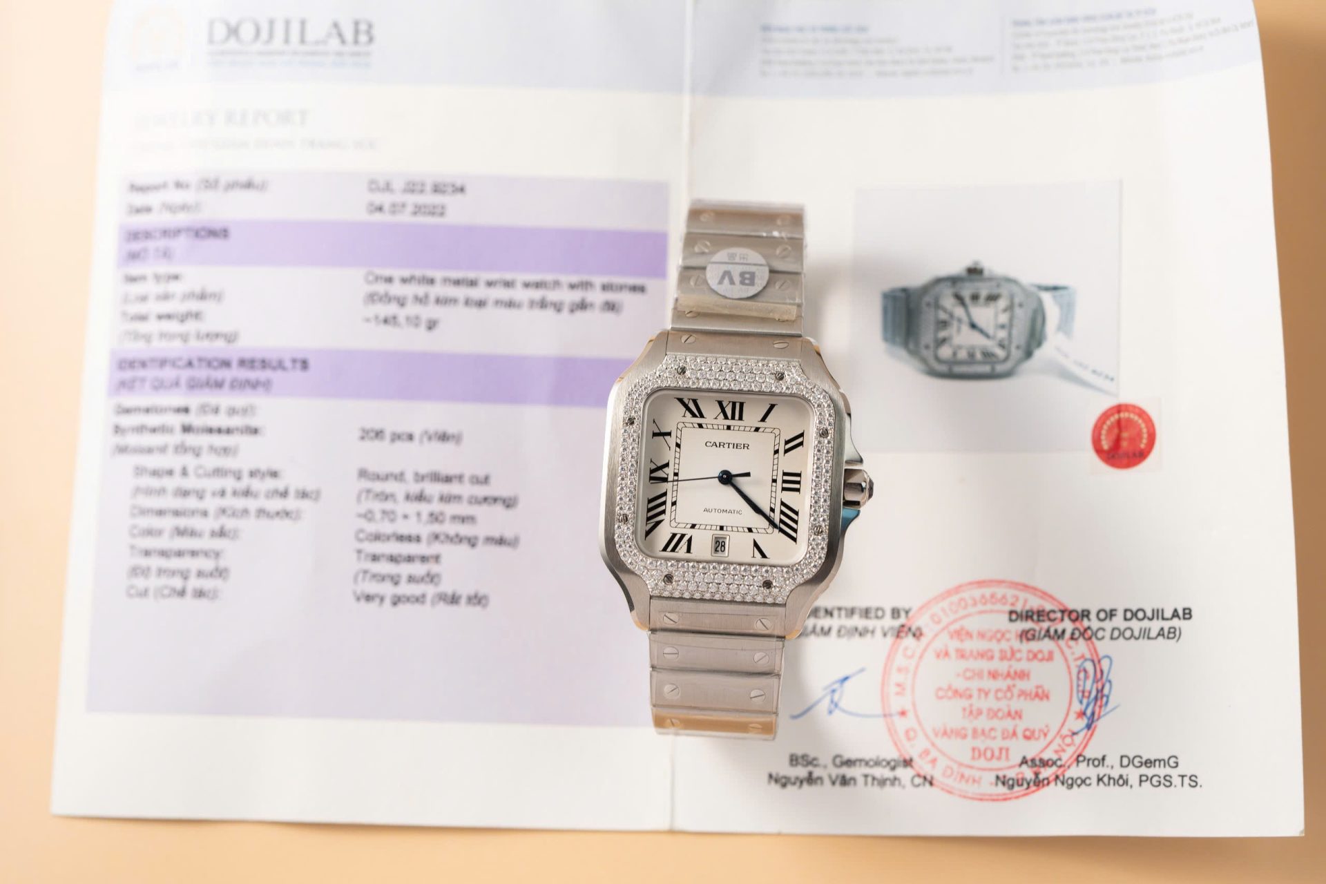Cartier Replica 11 Watch Santos Moissanite Diamond Bezel White Dial BV Factory 39.8mm - Top club