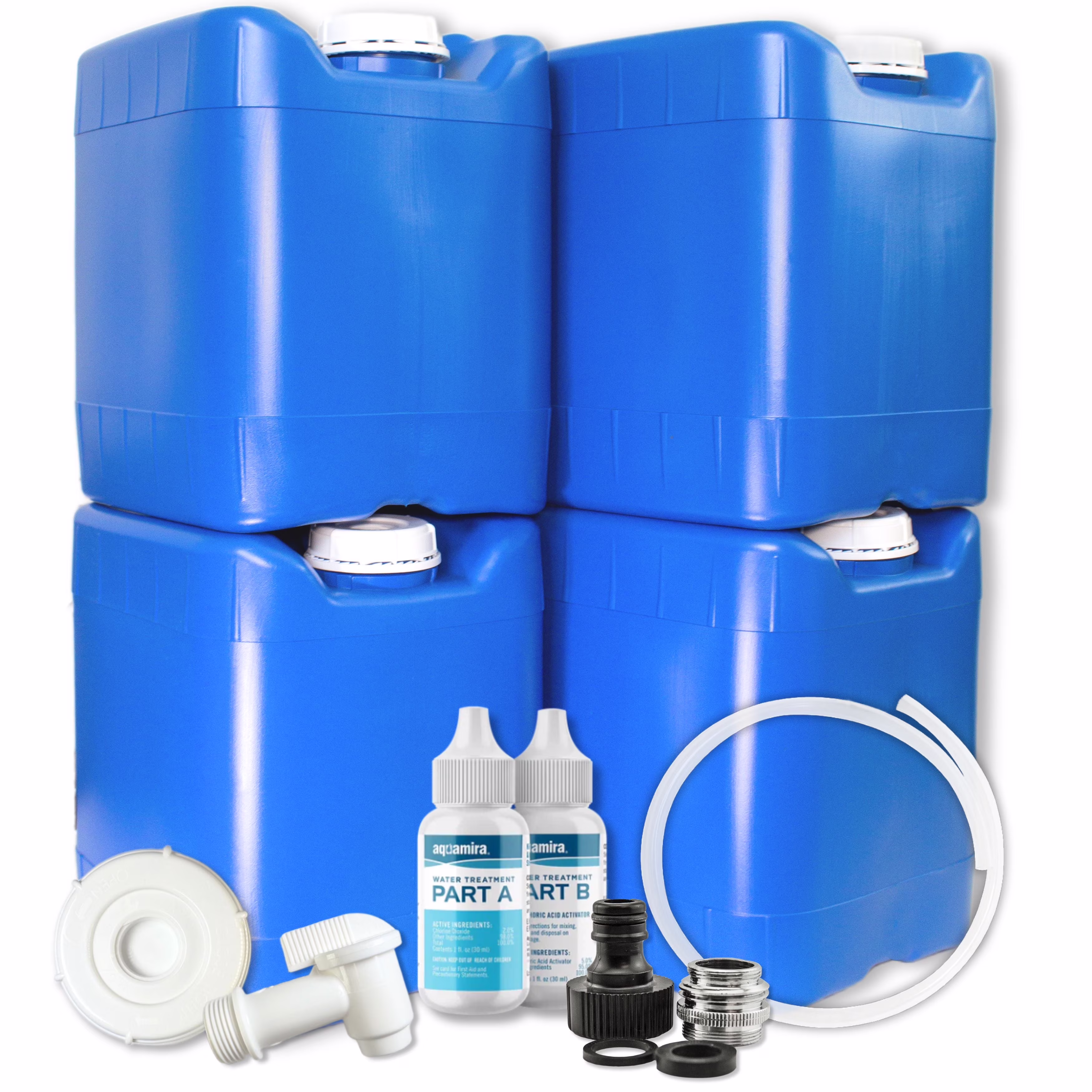 5-Gallon Stackable Water Containers with Spigot & Water Treatment - Emergency Water Storage Kit (2x - 5 Gallon Water Tanks) - Image 5