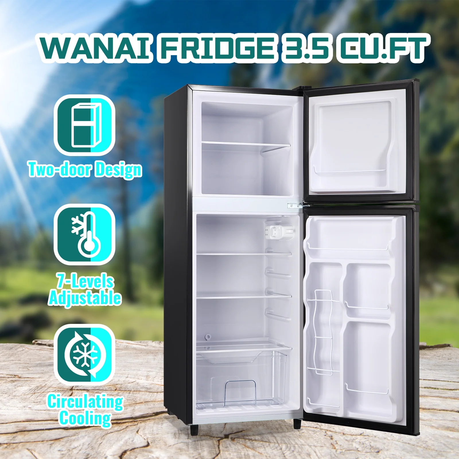 JIEJIA 5.0 Cu.Ft Apartment Size Refrigerators with Separate Freezer, 2 Door Refrigerator, Small Fridge with Freezer, Gray - Image 9