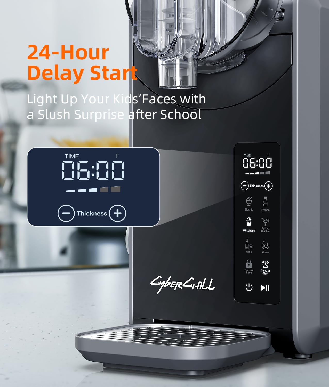 Slushie Machine,24-Hour Delay Start&Cold Retention, 68 oz Slushy Machine with Self-Cleaning Function, Frozen Drink Maker with 5 Preset Programs,Frozen Margaritas, Frapp??s, and More