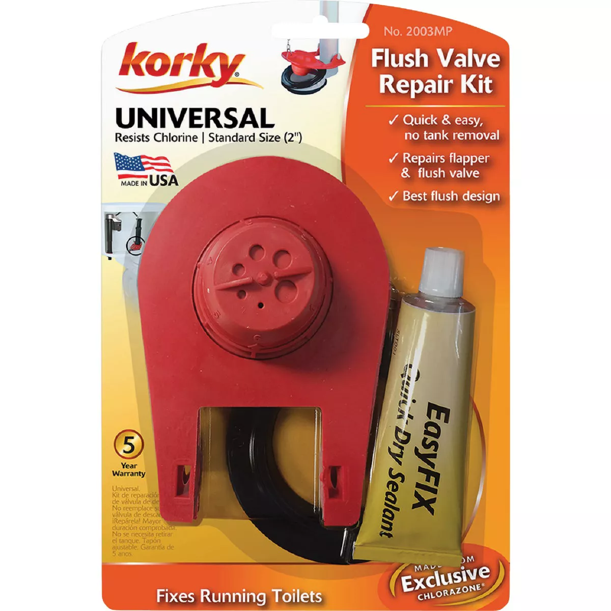 Korky 2 In. EasyFix Universal Flush Valve Repair Kit with Adjustable Flapper