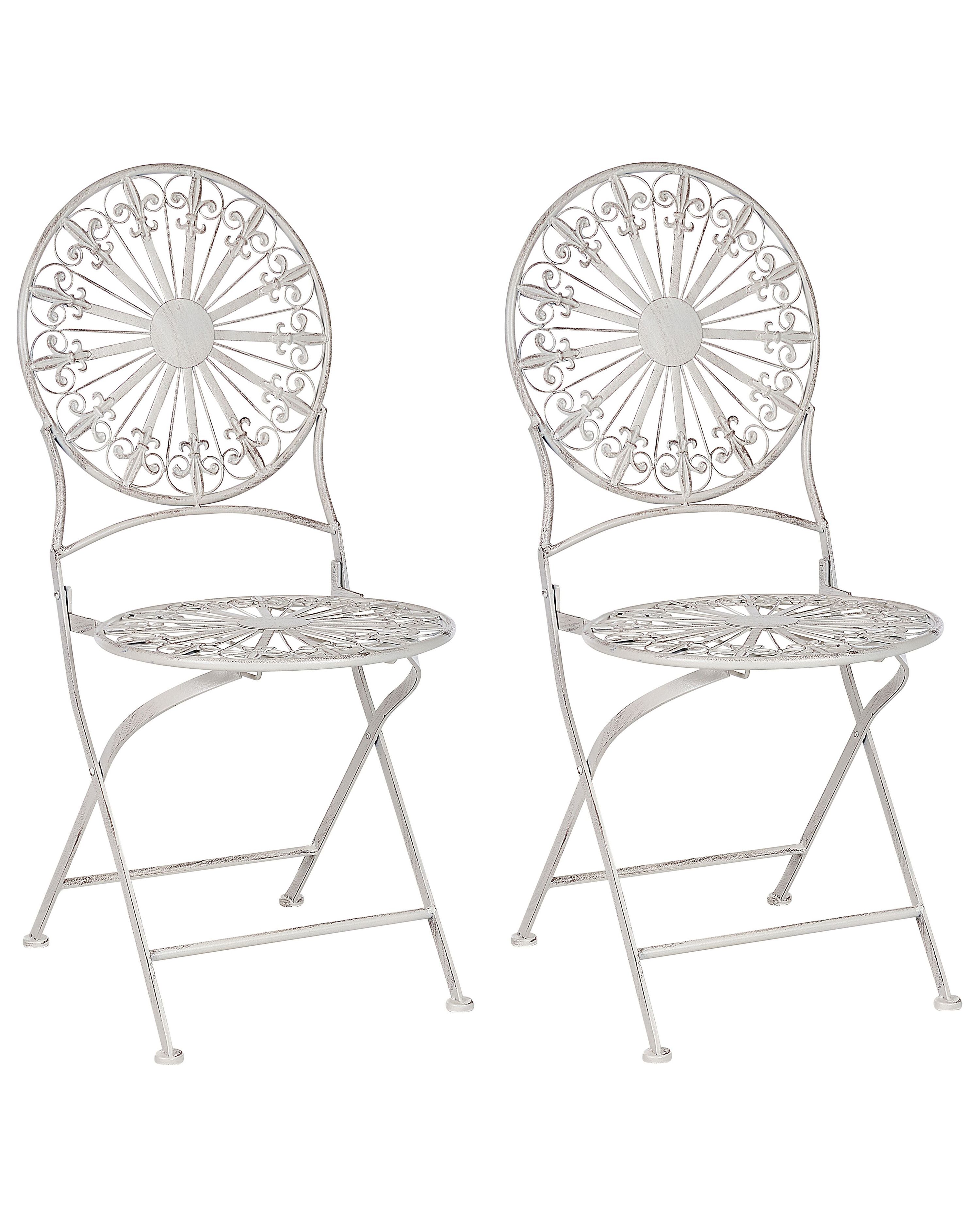 Set of 2 Garden Chairs SCAFA Metal White