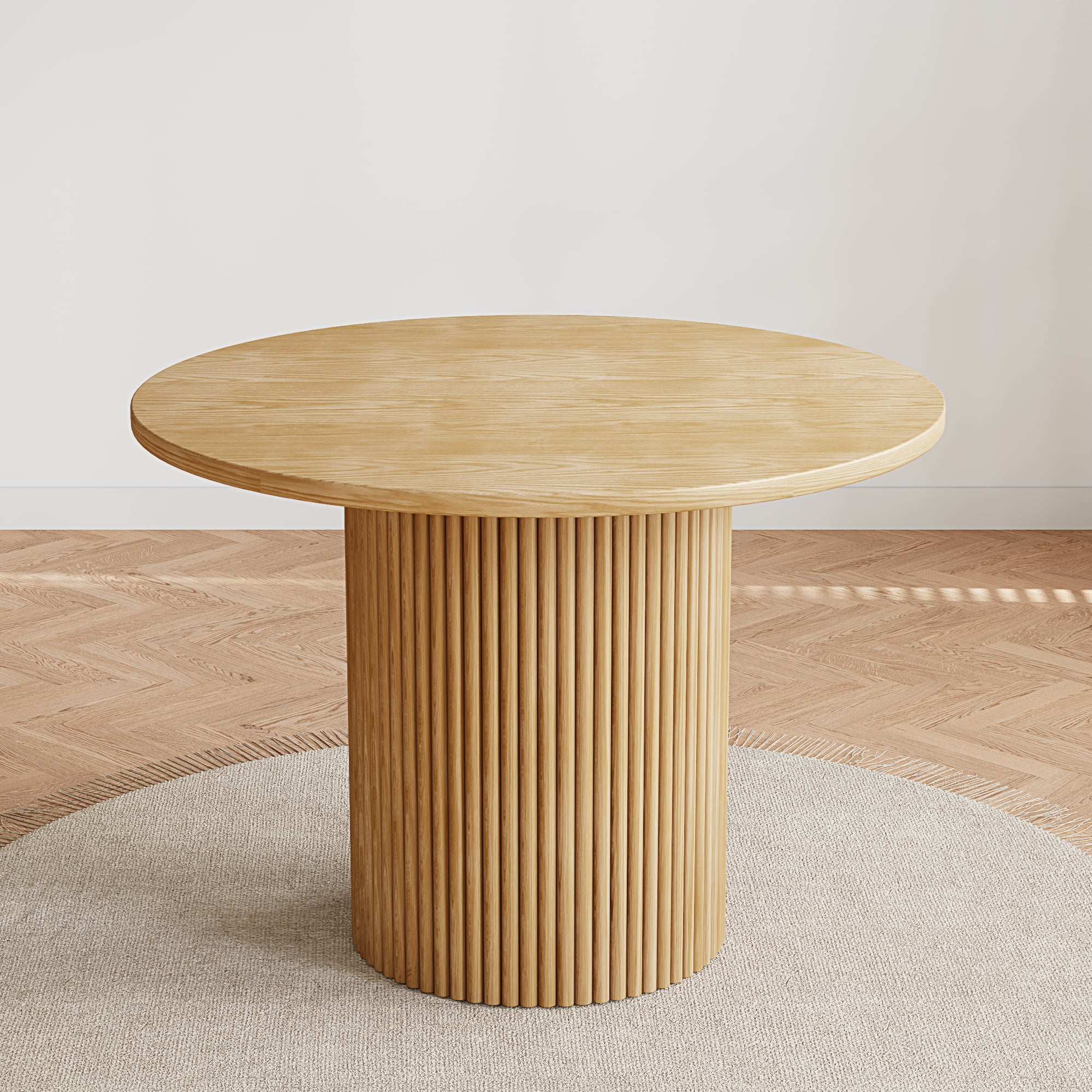 Rophefx 35.4" Solid Wood Round Dining Table with Handcrafted Relief Pedestal,Circle Dining Table,Walnut - Image 22