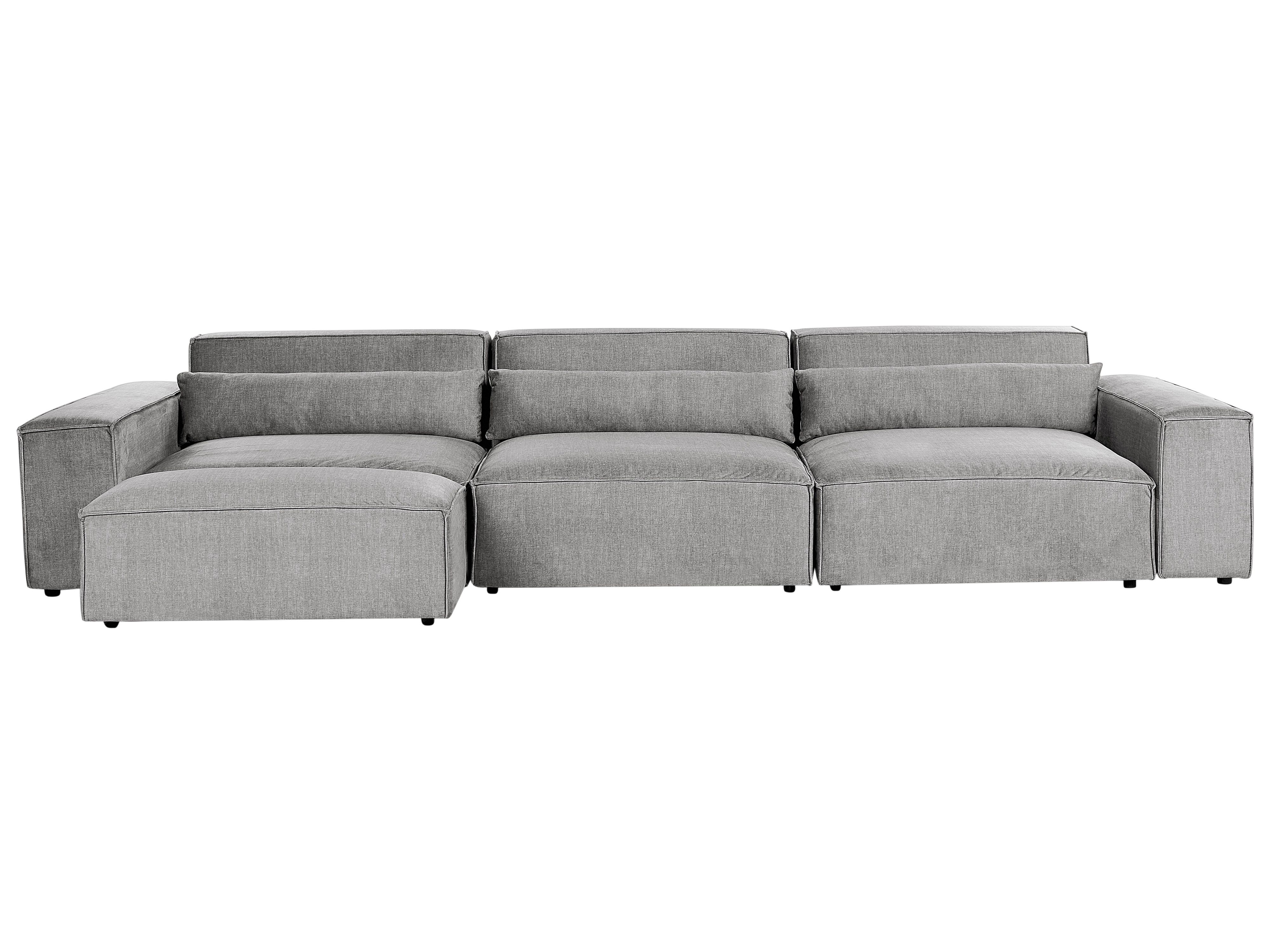 Modular Sofa 3 Seater HELLNAR Fabric Grey with Ottoman