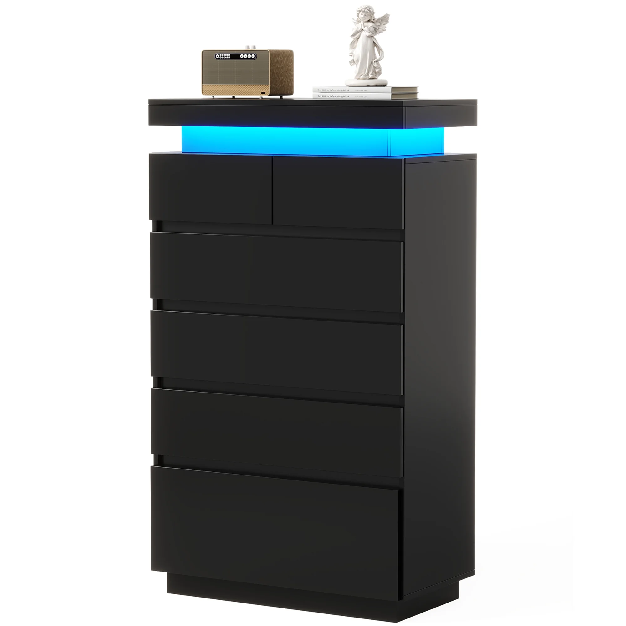 NEGYLIM 6 Drawer White Dresser, High Gloss Dresser with LED Light for Bedroom, Living Room, Hallway, Easy Assembly - Image 19