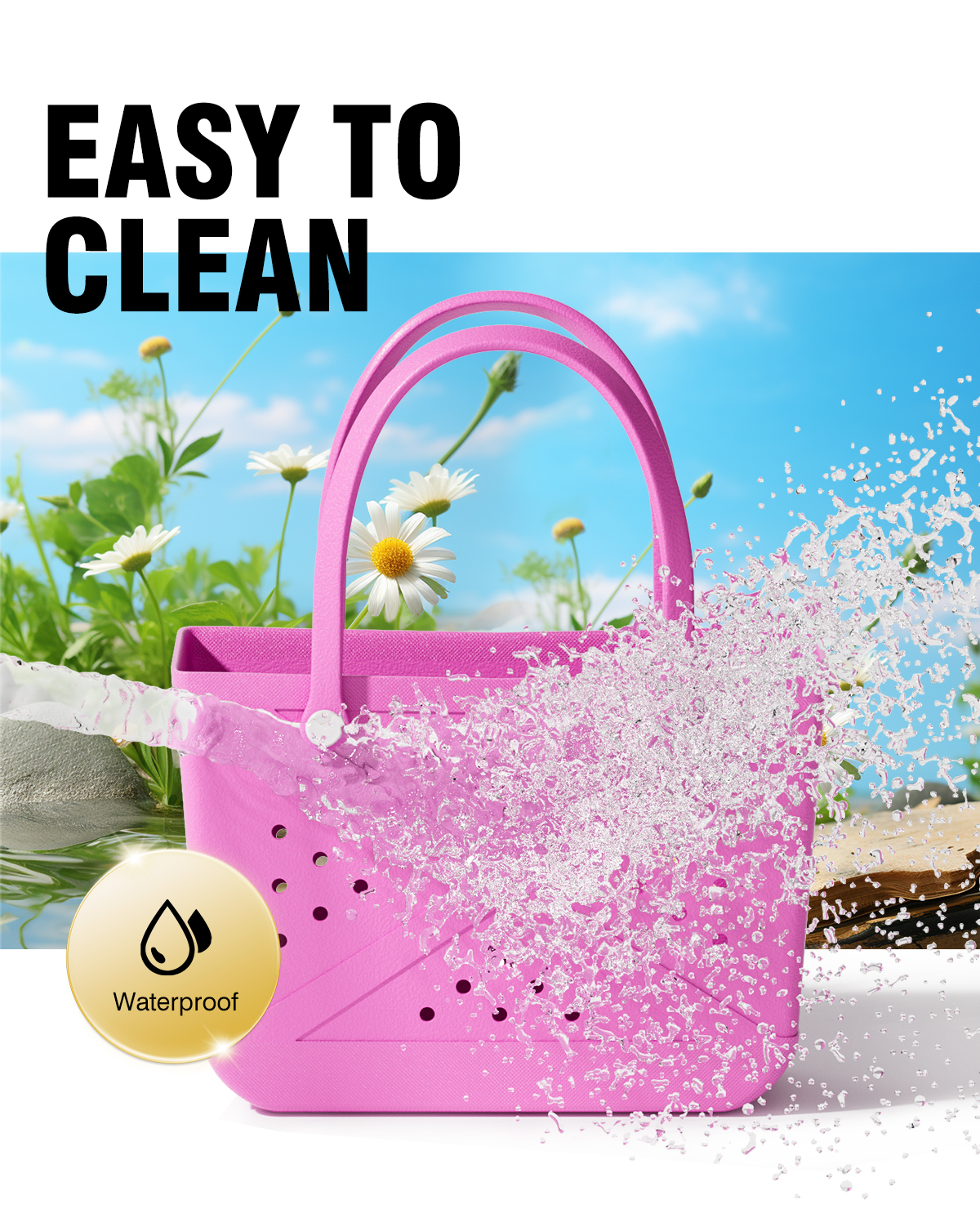 Sustainable Eco EVA Hand Basket, Biodegradable Alternative to Plastic Bag, Multi-purpose Market Picnic Fruit Tote