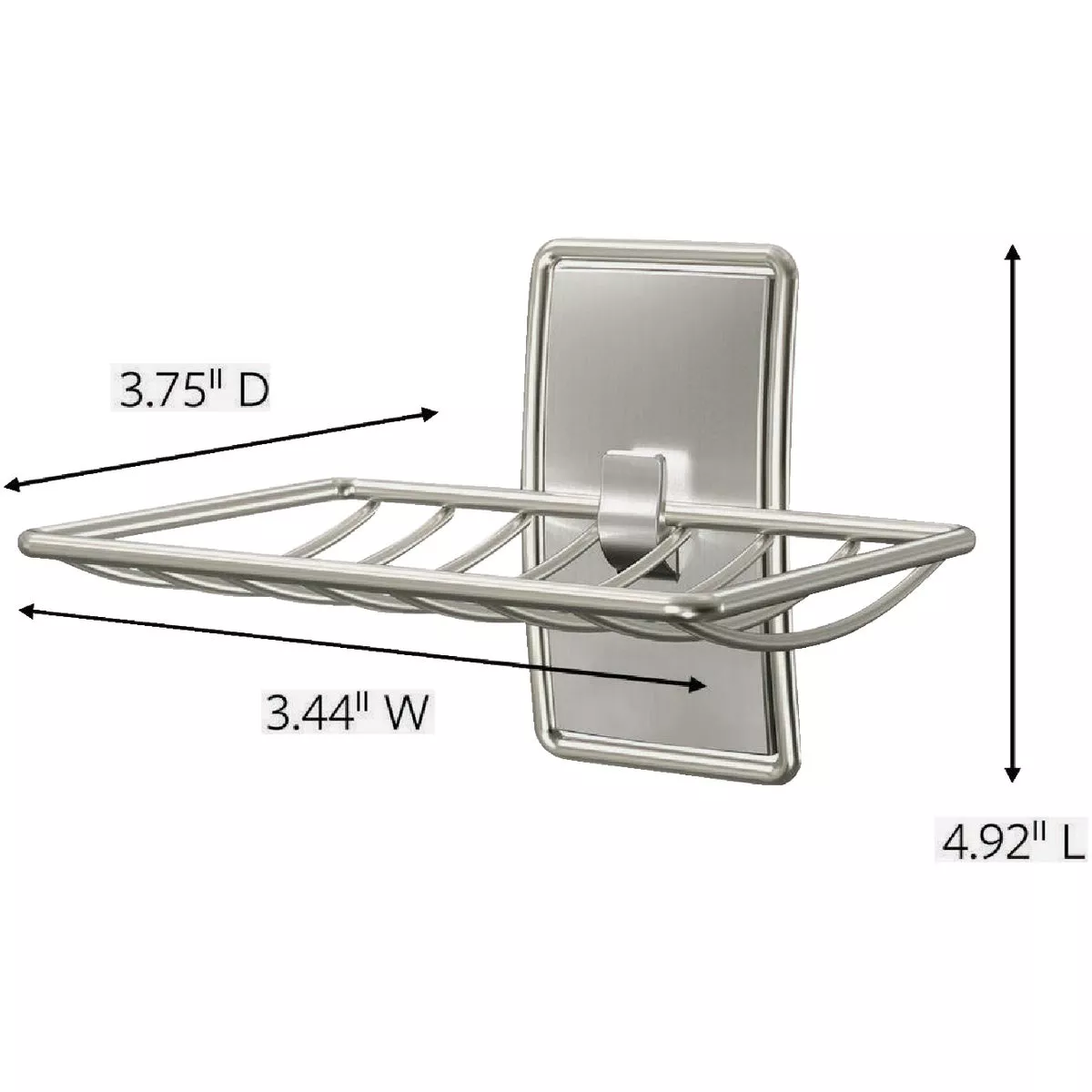 Command Adhesive Soap Dish, Satin Nickel, 2 Medium Water-Resistant Strips