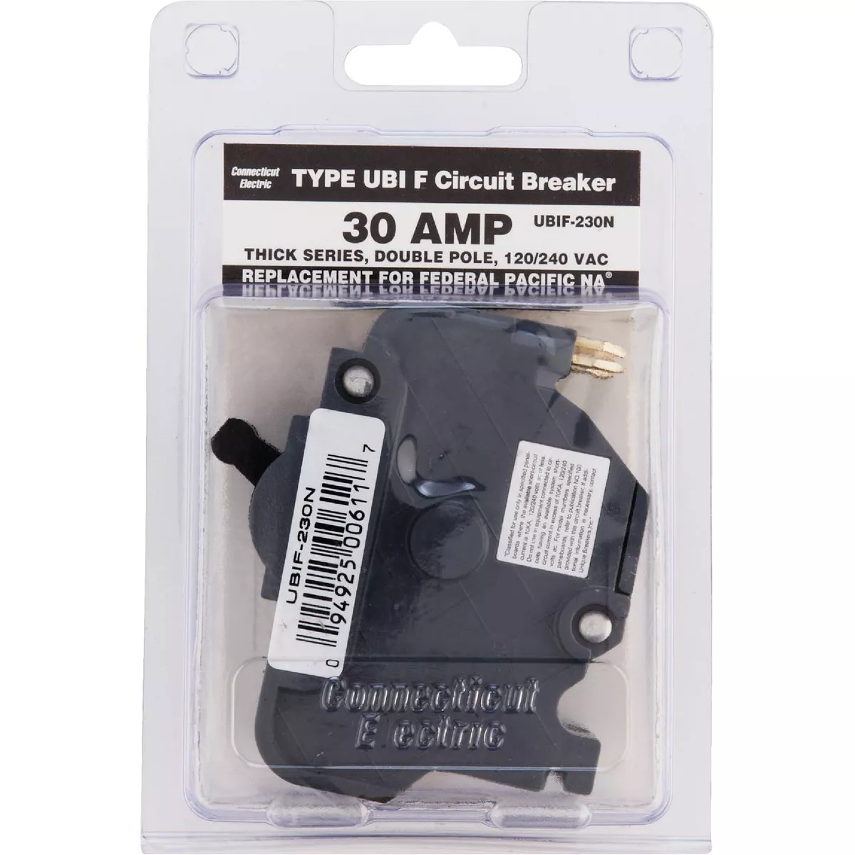 Connecticut Electric 30A Double-Pole Standard Trip Packaged Replacement Circuit Breaker For Federal Pacific