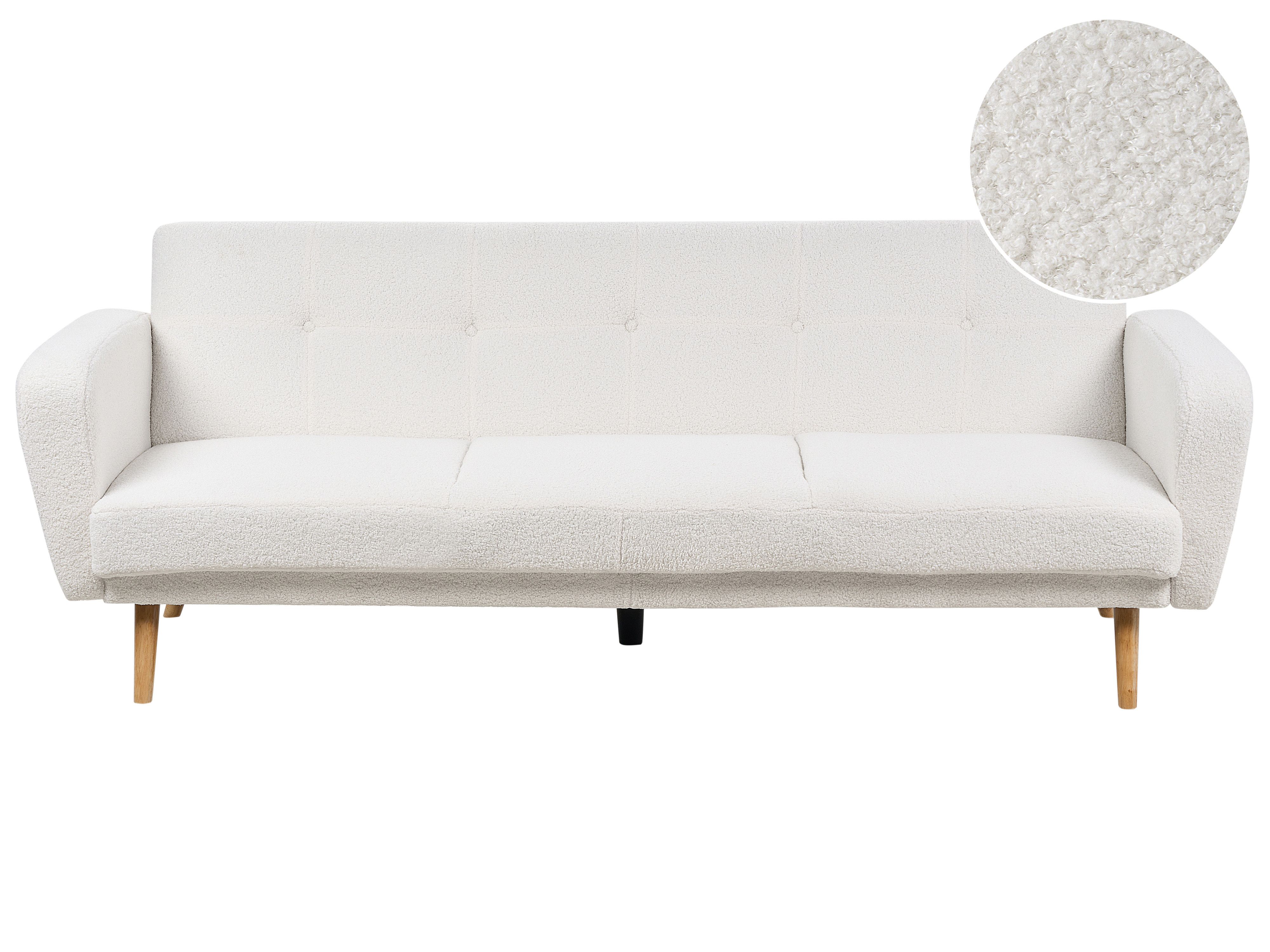 Sofa Bed 3 Seater FLORLI Boucle Off-White