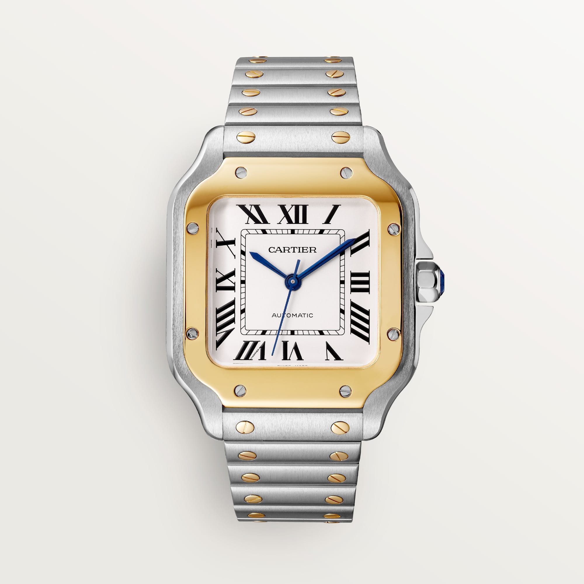 Fake Cartier Watch Santos medium model Manufacture mechanical movement Steel/Yellow Gold Silver Dial W2SA0016(1:1 replica) - Top club