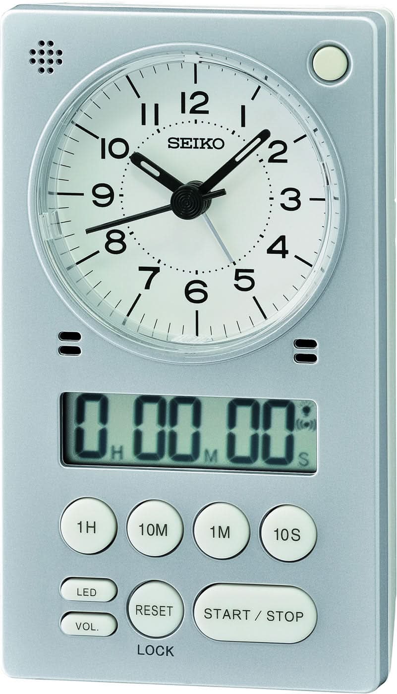 Seiko Analoger Digital Alarm Clock 11.6cm Plastic • Schleichender Sekundenzeiger • Alarm & Snooze