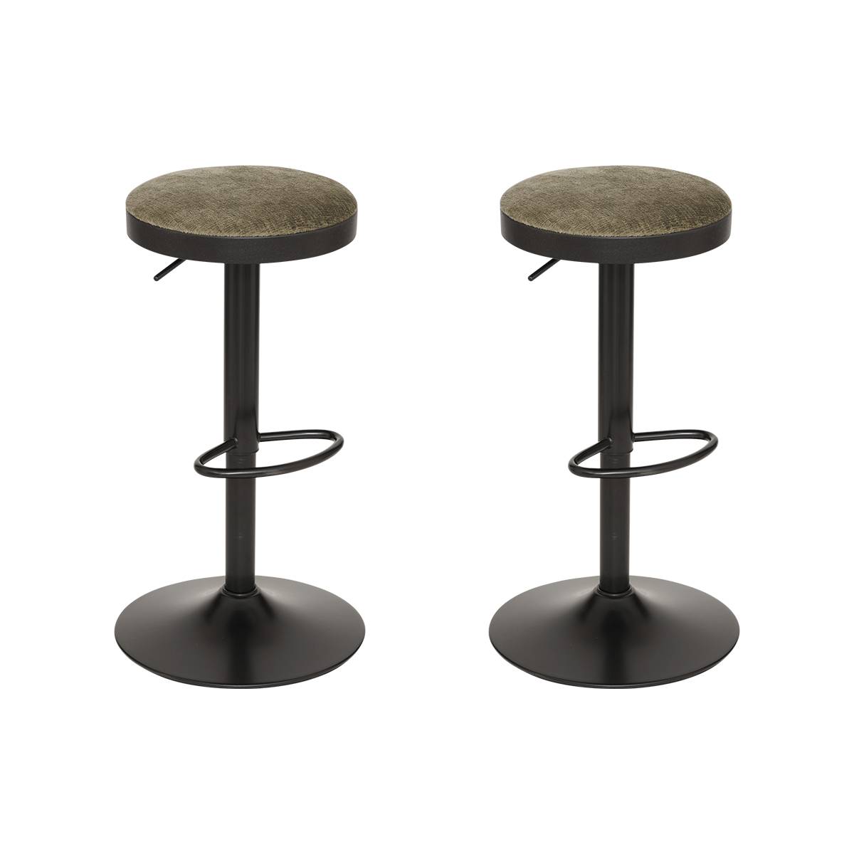 Set of 2 "Ilsa" Bar Stools Khaki Green, 41.5x41.5 cm