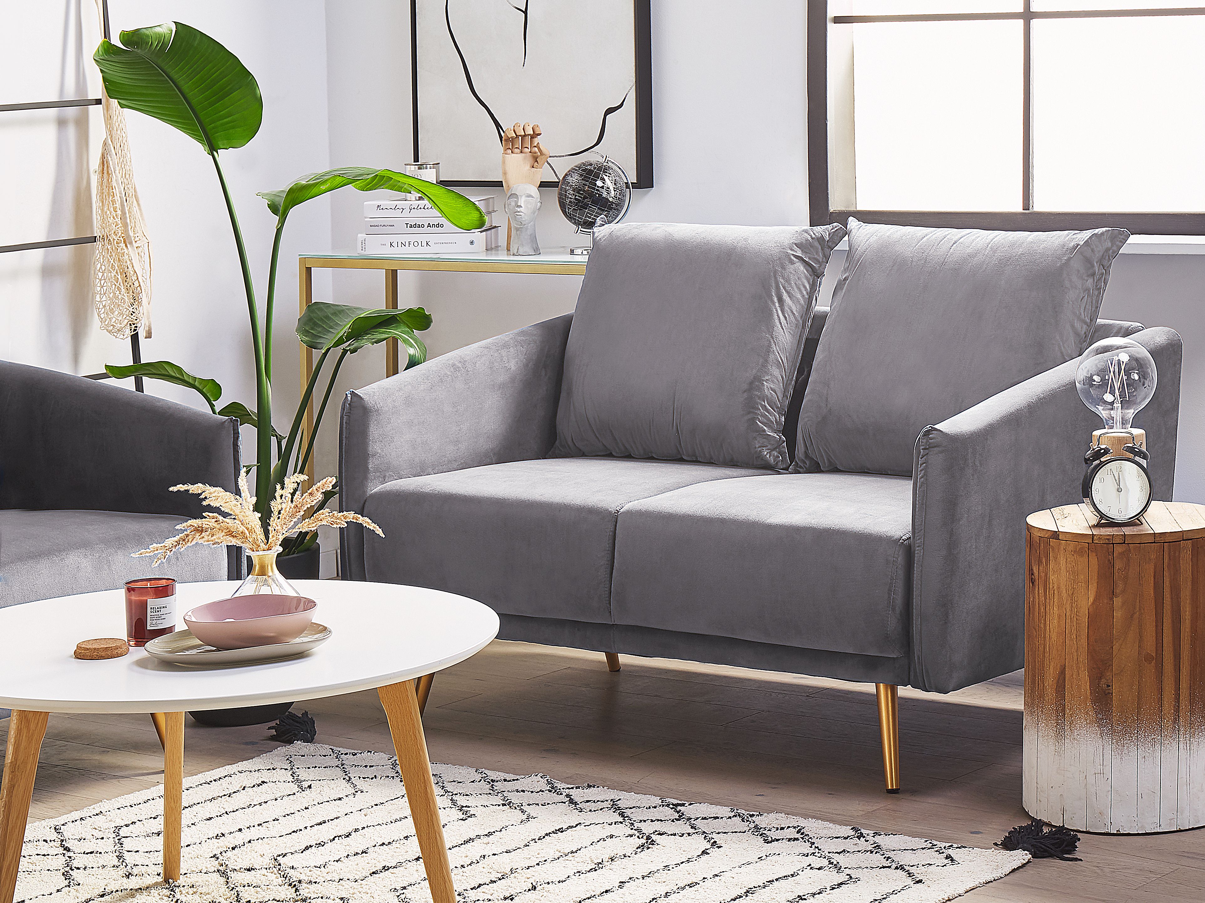 Sofa 2 Seater MAURA Velvet Grey