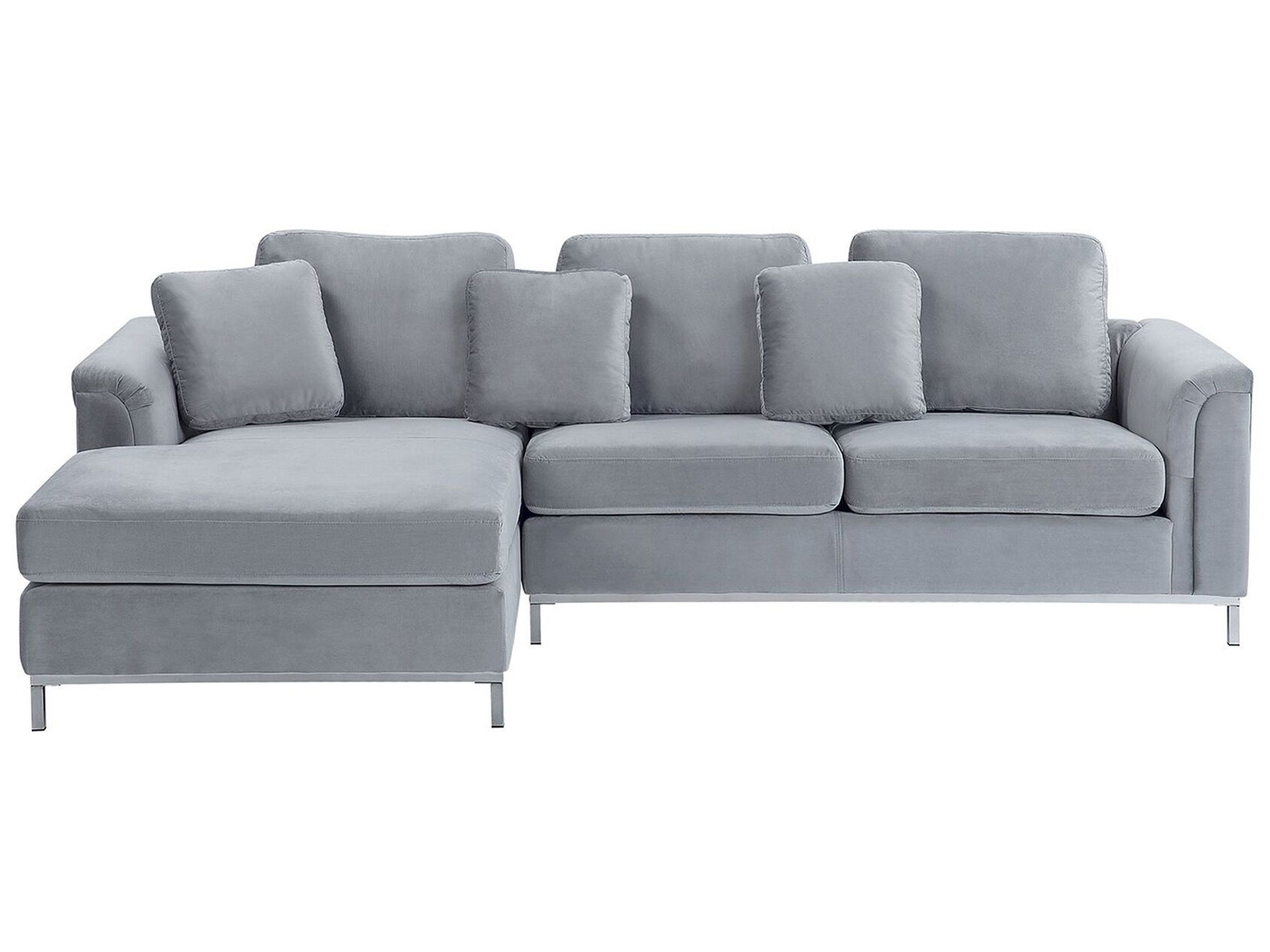 Corner Sofa 4 Seater OSLO Velvet Grey Right Hand
