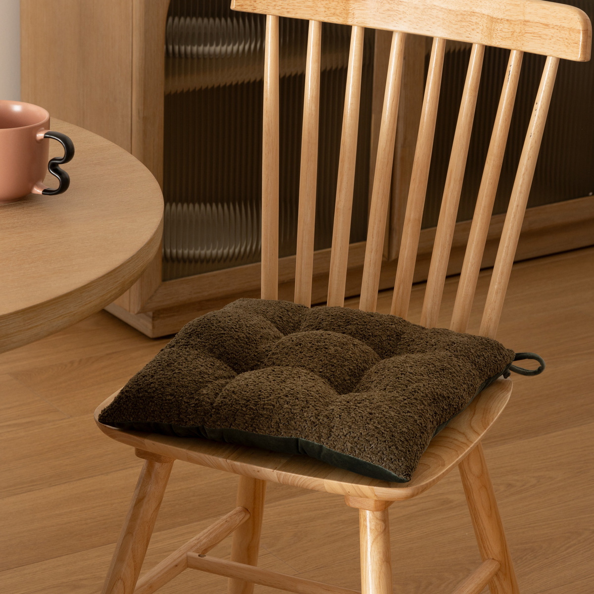 Chair pad "Soana" Terry, Khaki green, 38x38 cm