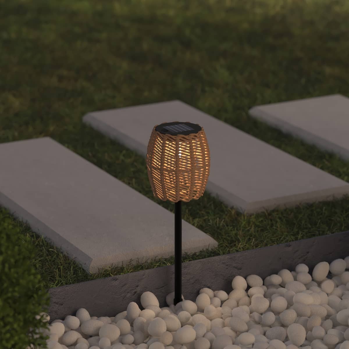 "Elais" solar beacon Beige, H.39 cm