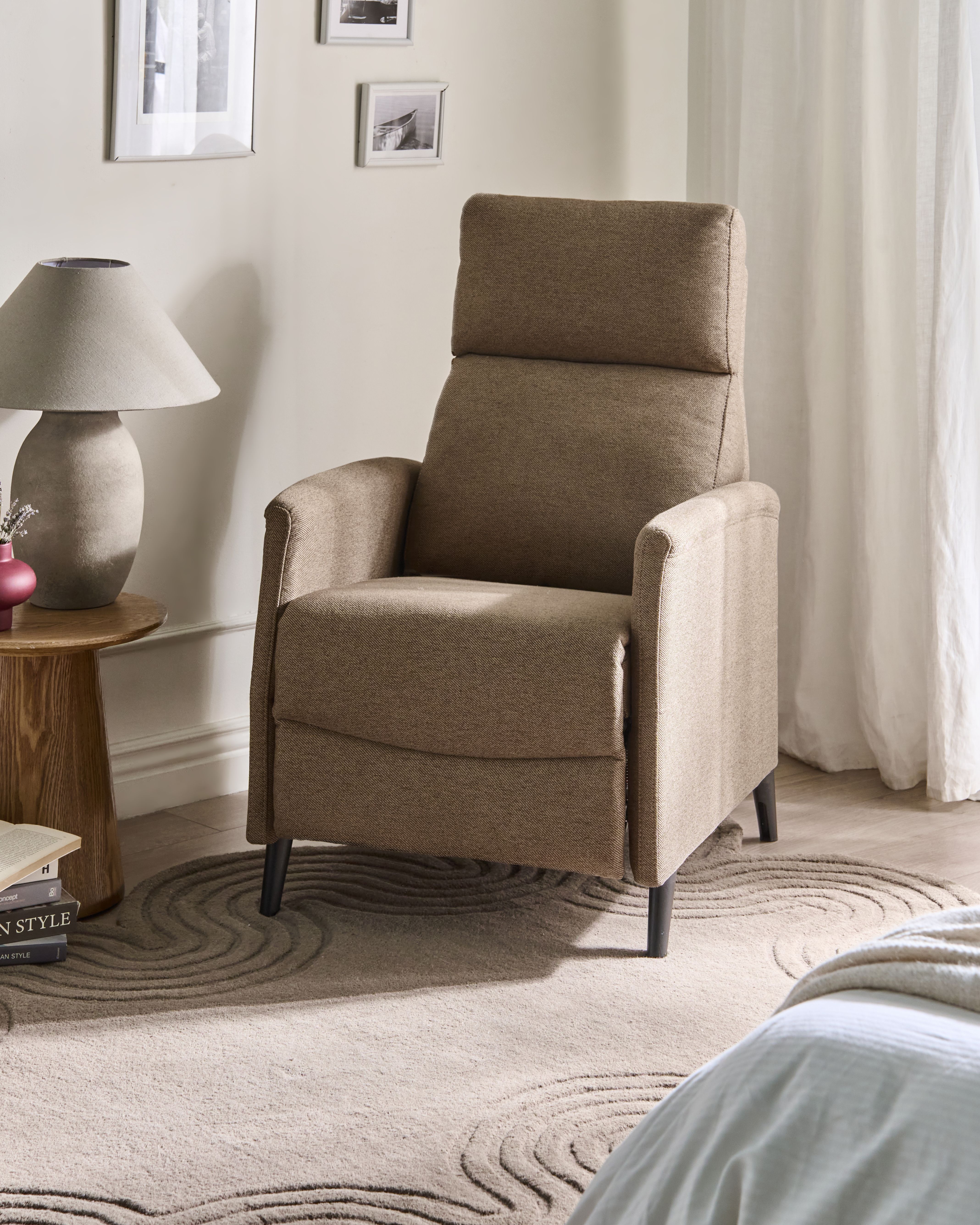 Recliner Chair SELVIK with Footrest Fabric Brown