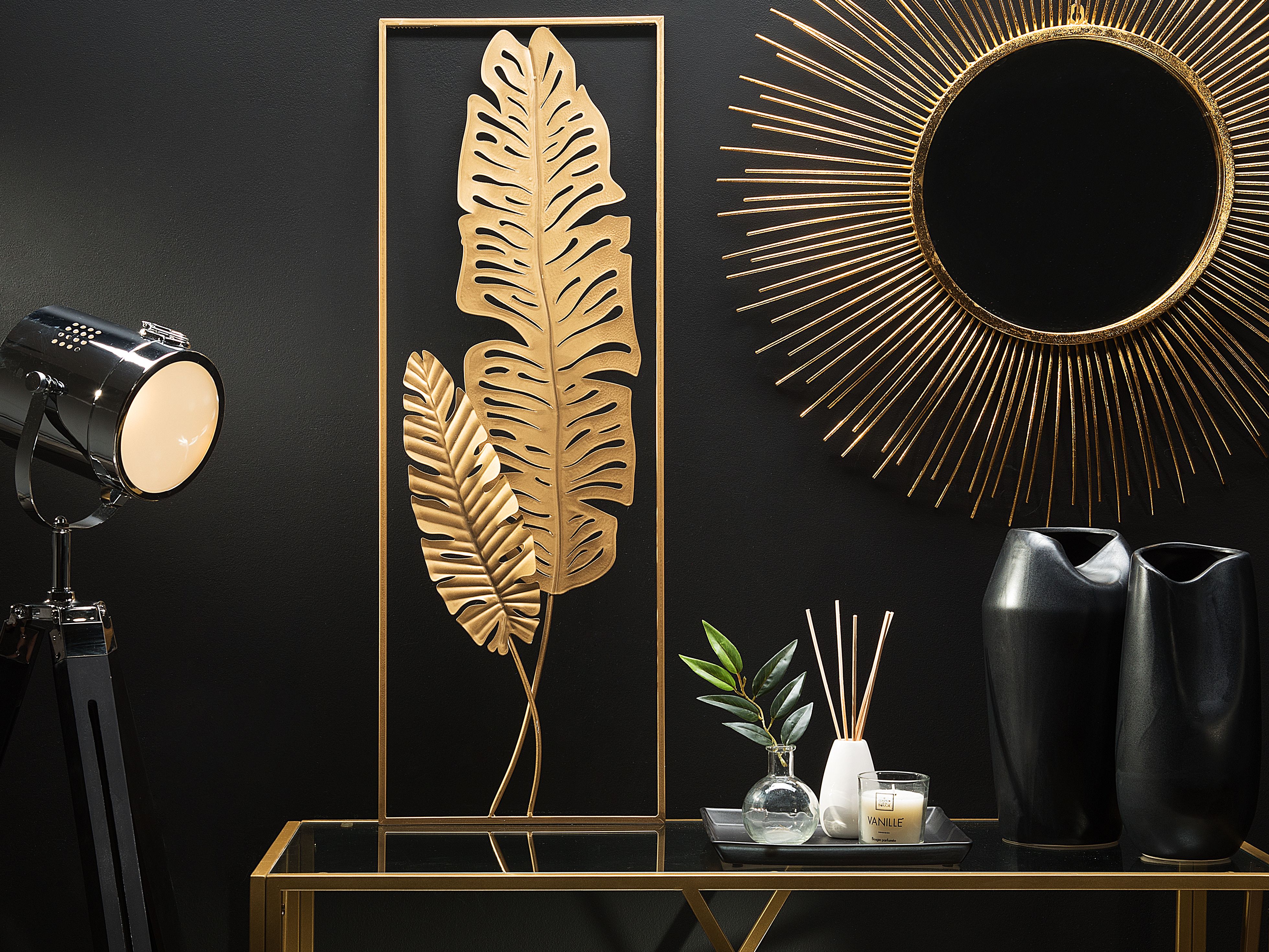 Wall Decor Leaf PALLADIUM Metal 90 cm Gold