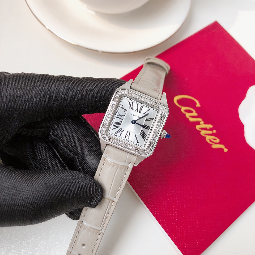 Santos Demoisell Santos Platinum Diamonds - Stainless Steel Mini(1:1 replica) - Elite Watch Atelier