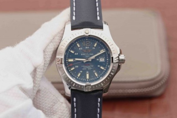 Replica Breitling Colt Automatic 44mm SS GF Blue Textured Dial Blue Leather Strap A2824 - Top club